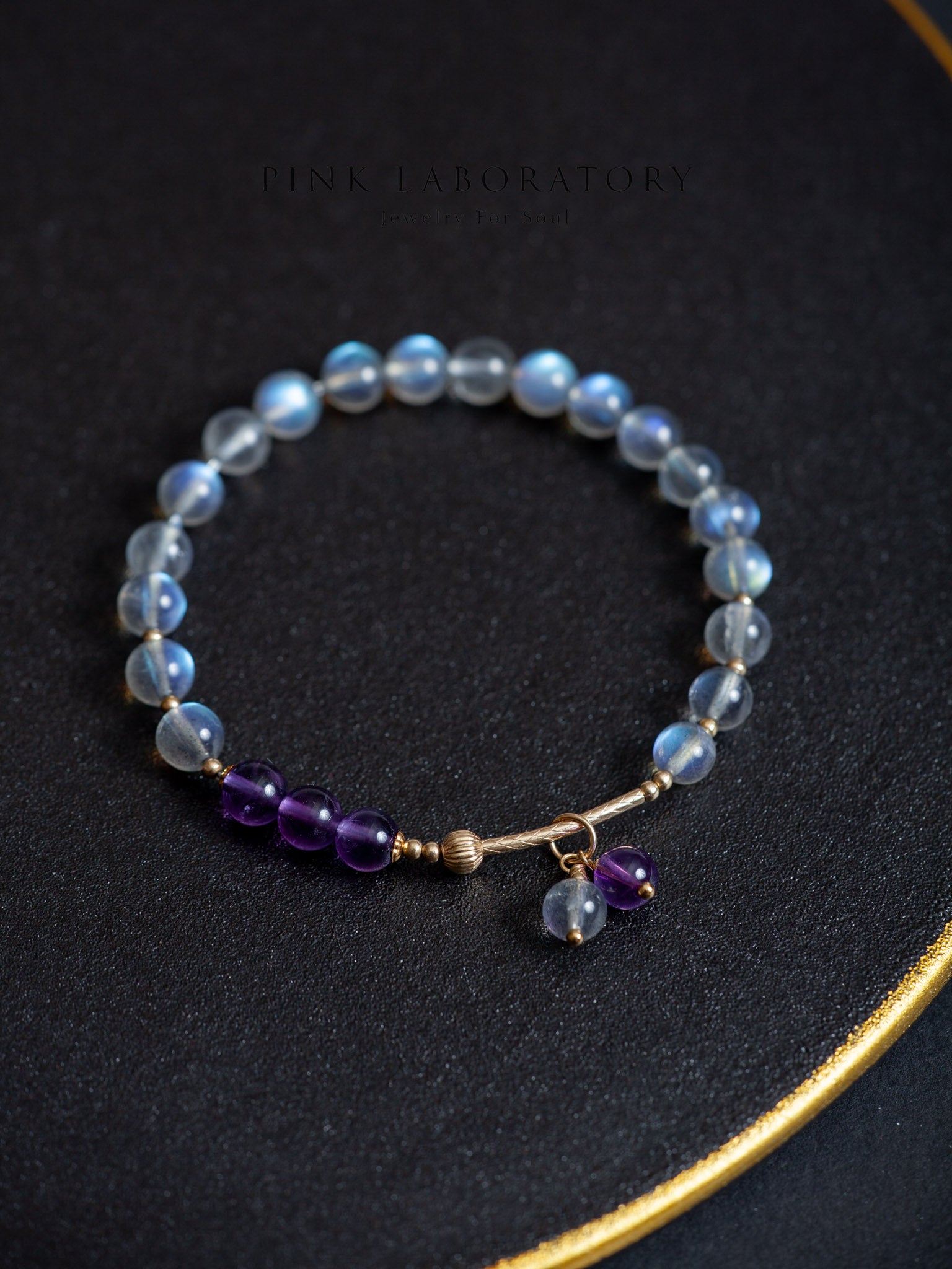 拉長石紫水晶14k包金手鍊