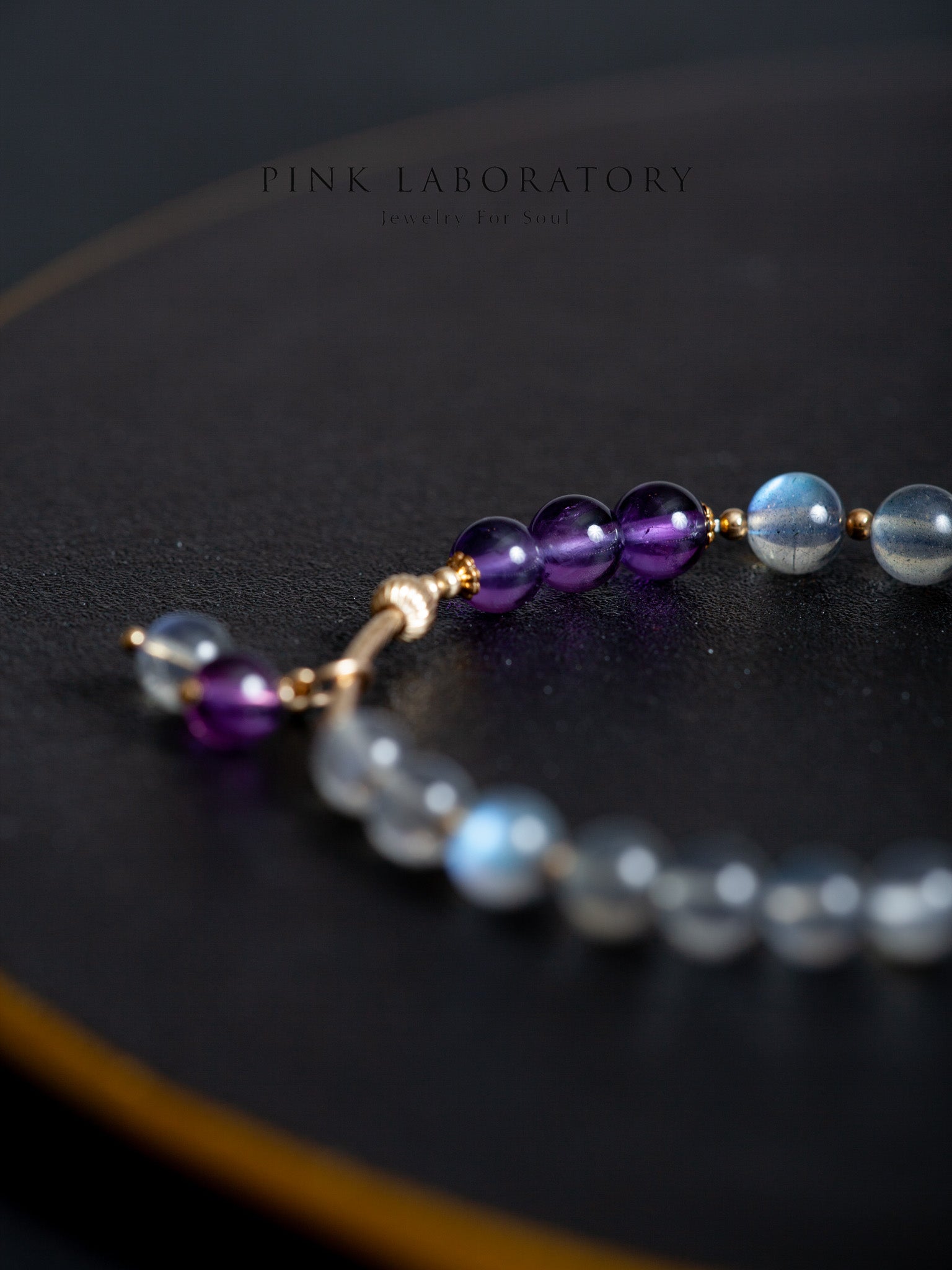 拉長石紫水晶14k包金手鍊