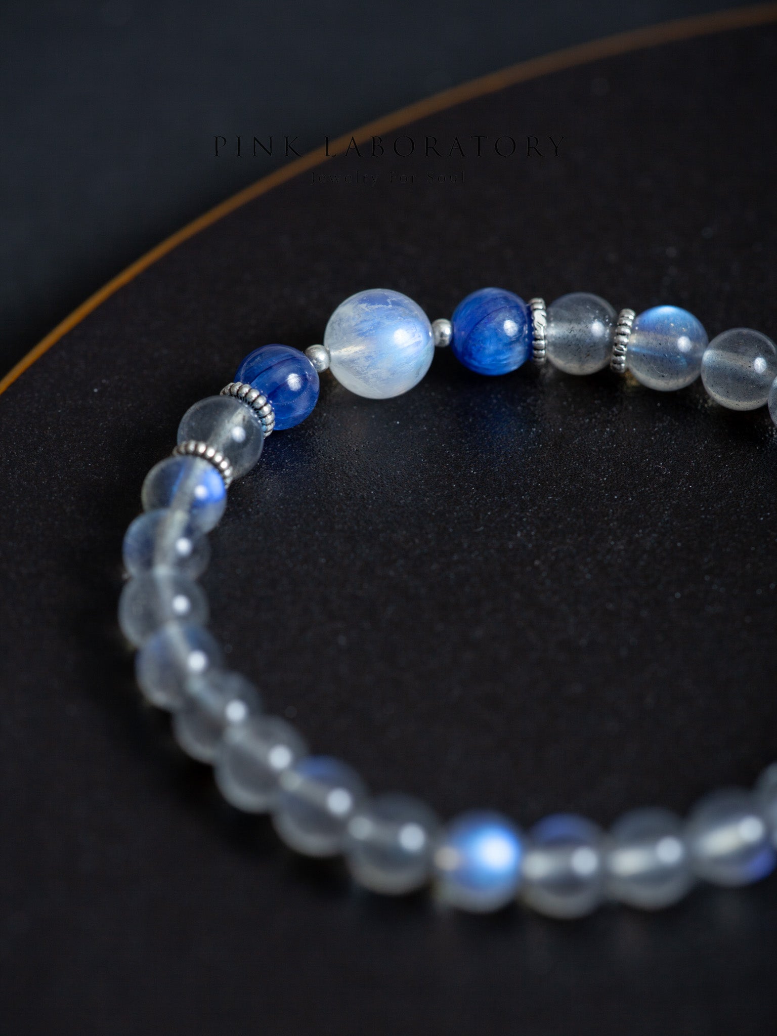 拉長石藍晶石925純銀手鍊