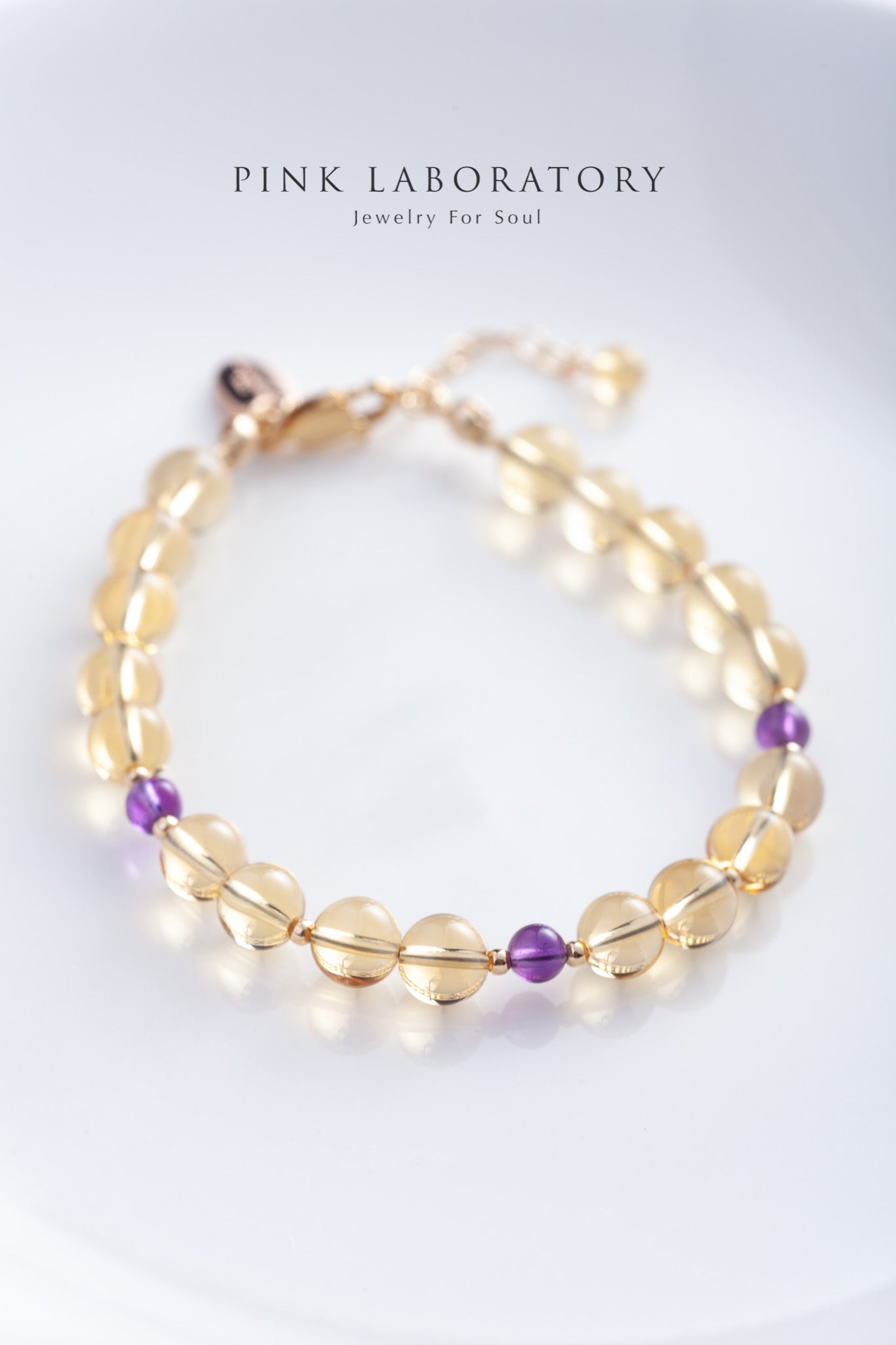 黃水晶紫水晶14KGF手鍊