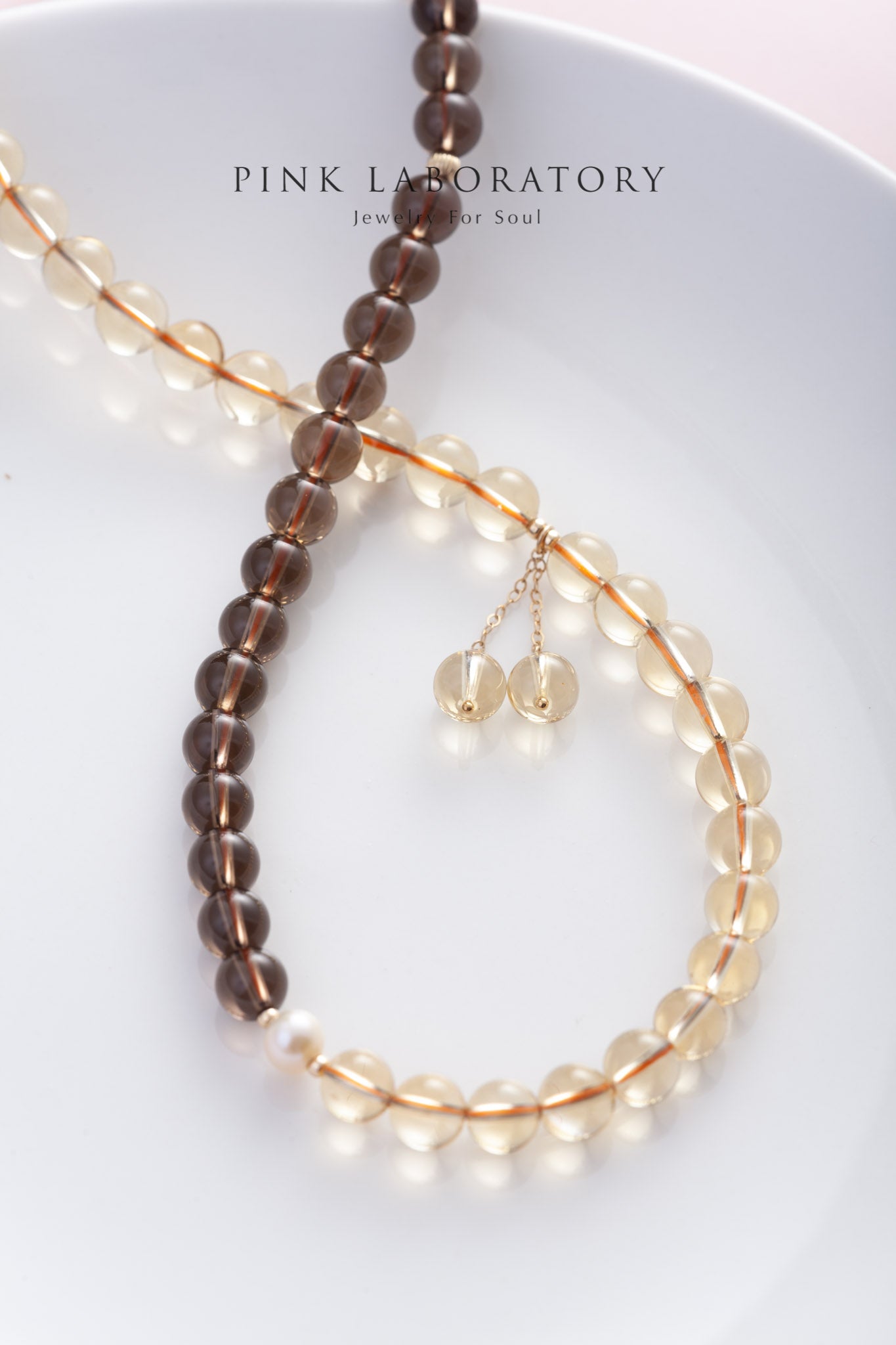 黃水晶茶晶14KGF手鍊