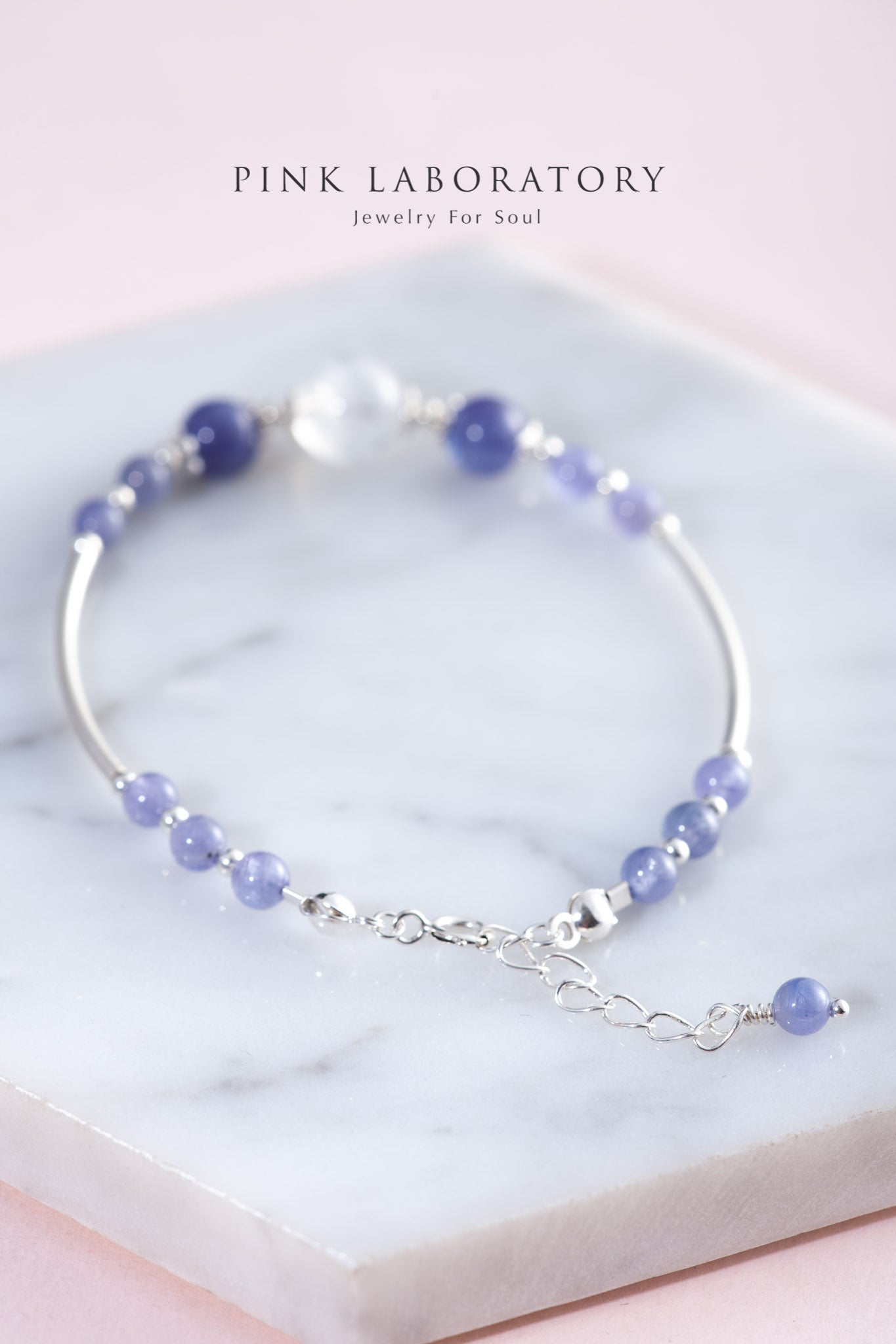 坦桑石月亮石925純銀手鍊