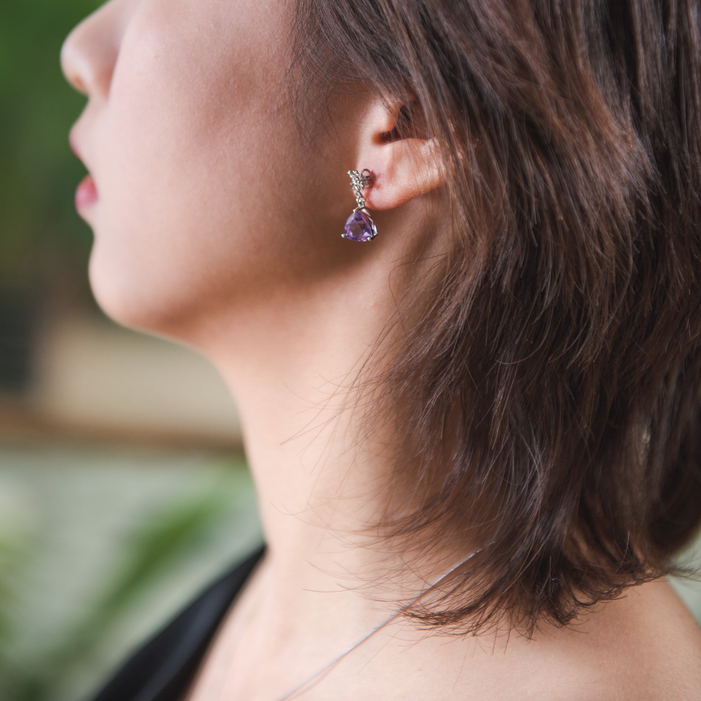 紫水晶雪花純銀耳環