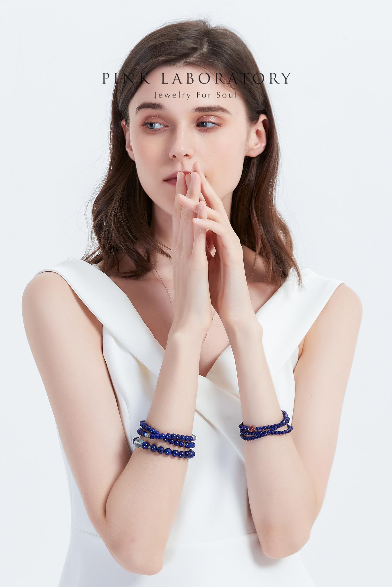 5A級天然青金石海藍寶手鍊 | 14K包金