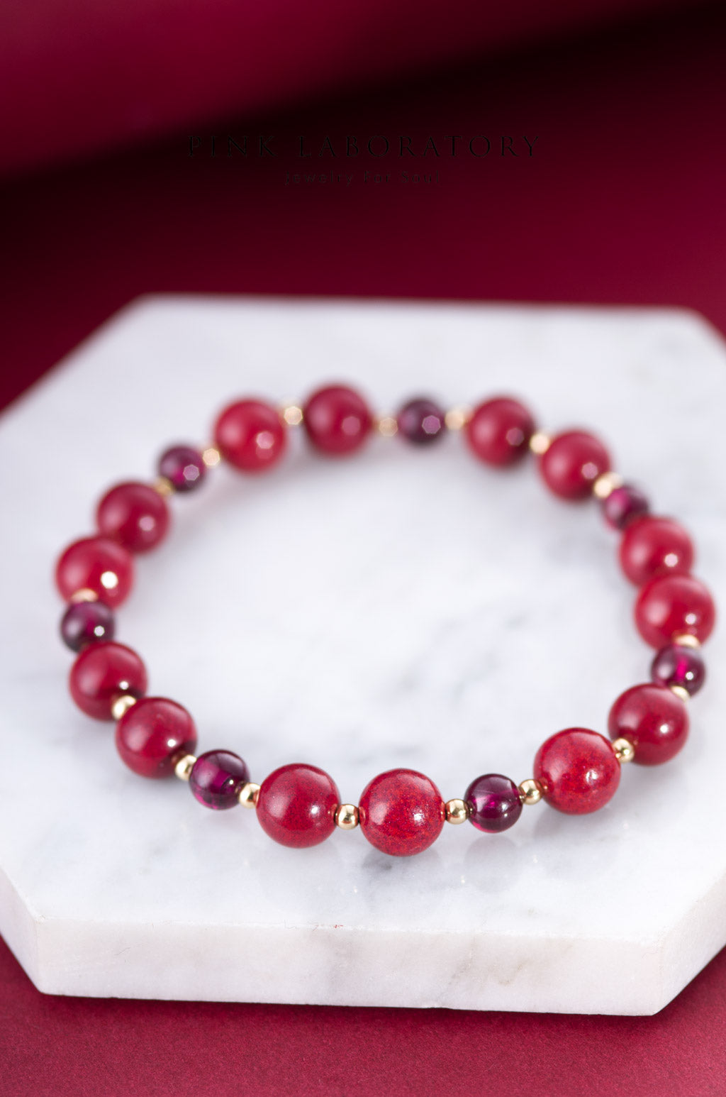 硃砂石榴石14KGF手鏈