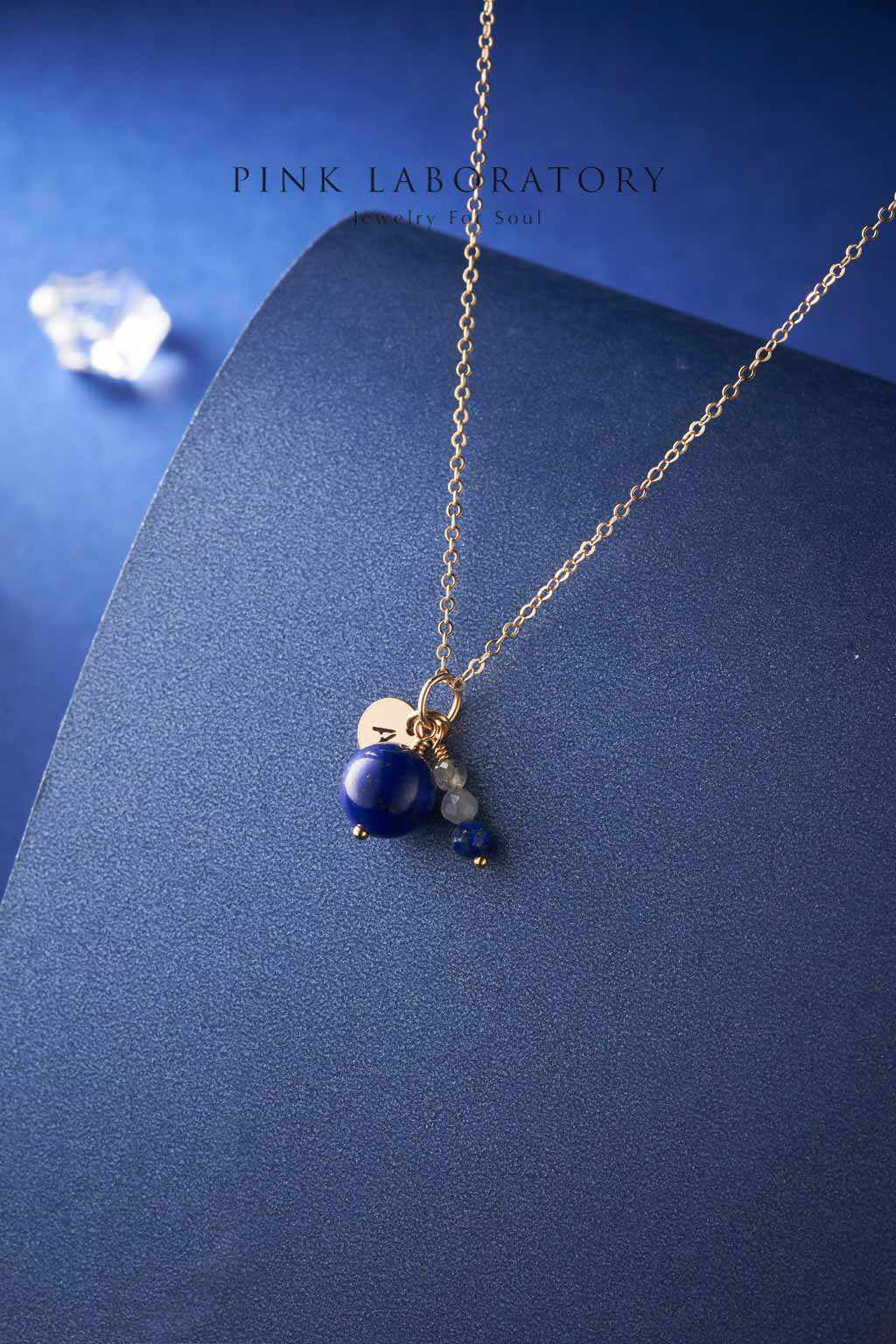 青金石字母項鍊吊墜 | 14K包金頸鍊 - Pink Laboratory