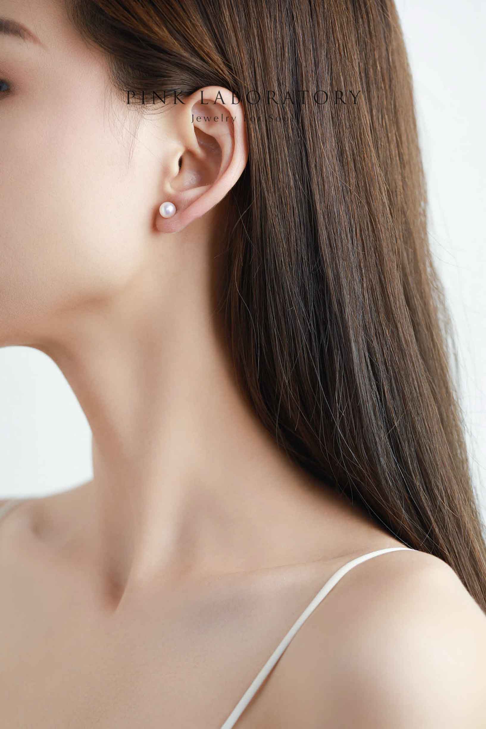 天然淡水珍珠925純銀精鍍亮澤白金耳環