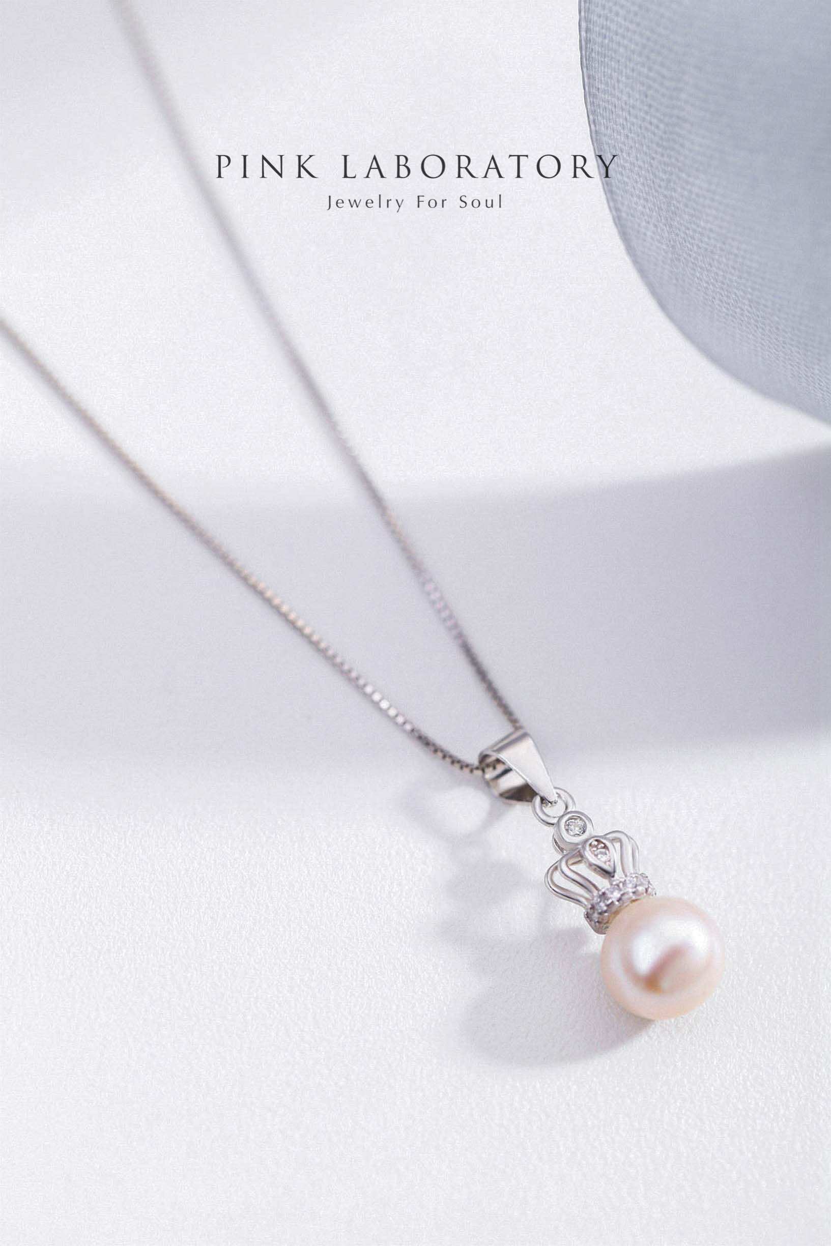 天然淡水珍珠925純銀精鍍亮澤白金項鍊