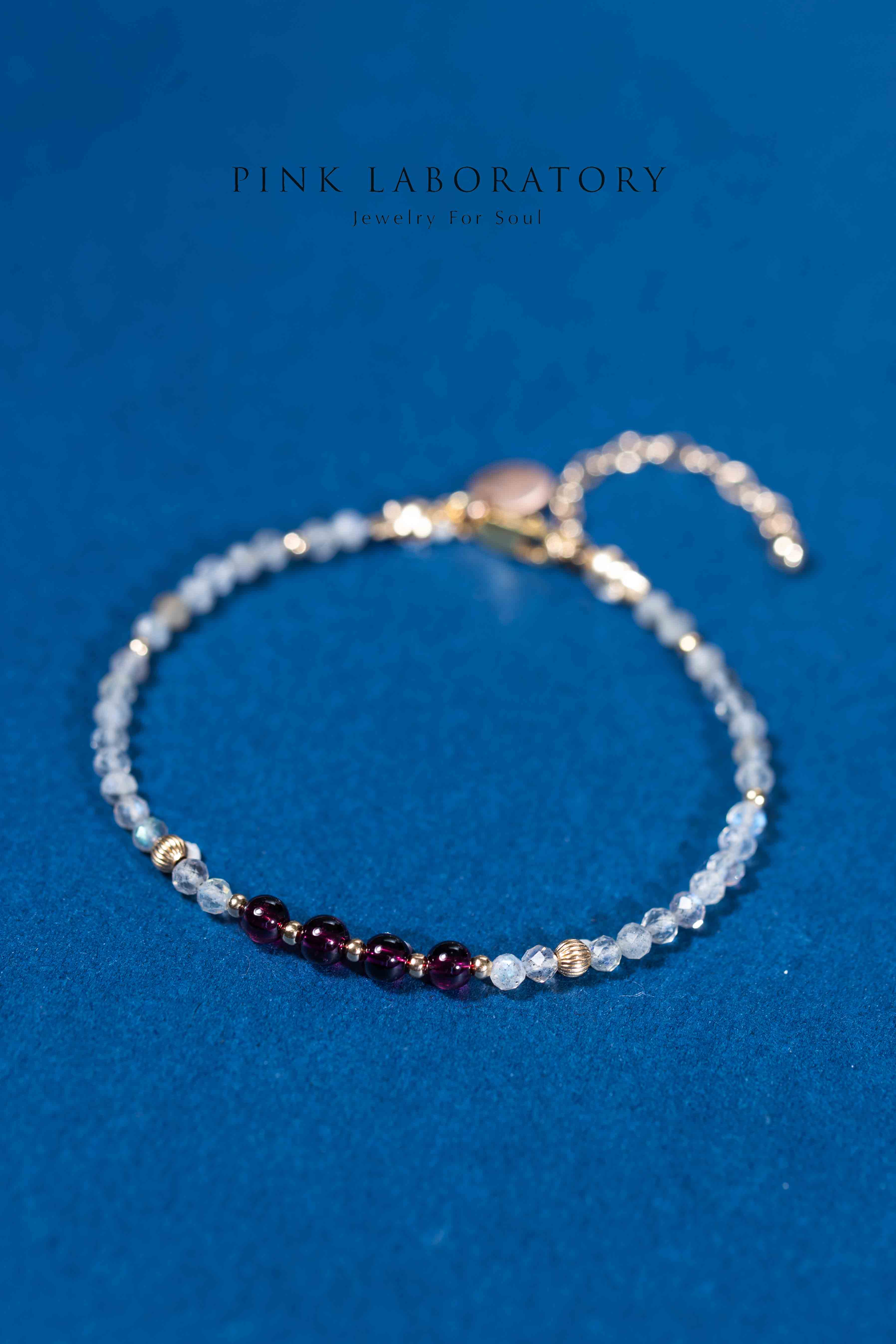 拉長石石榴石14KGF手鍊