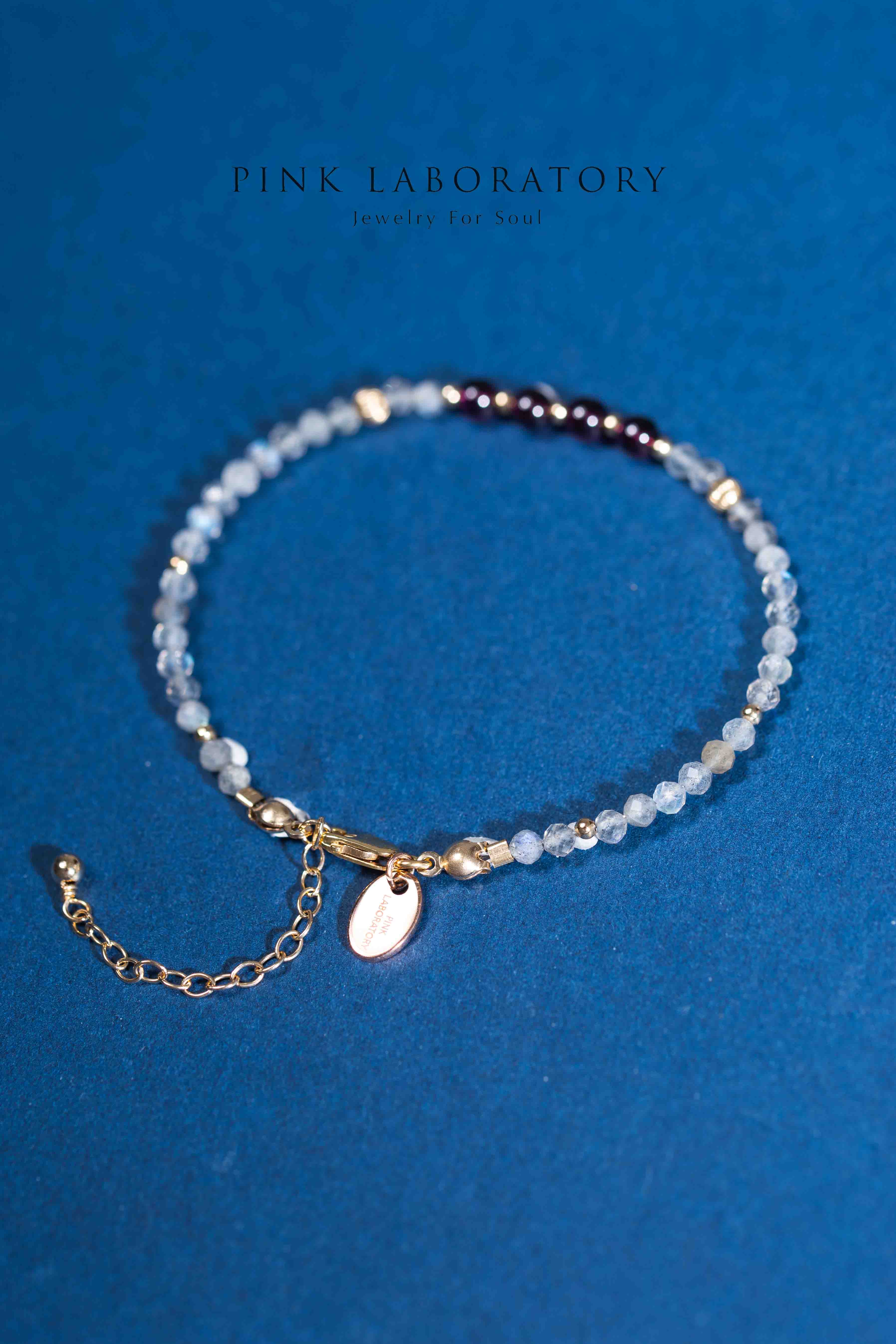 拉長石石榴石14KGF手鍊