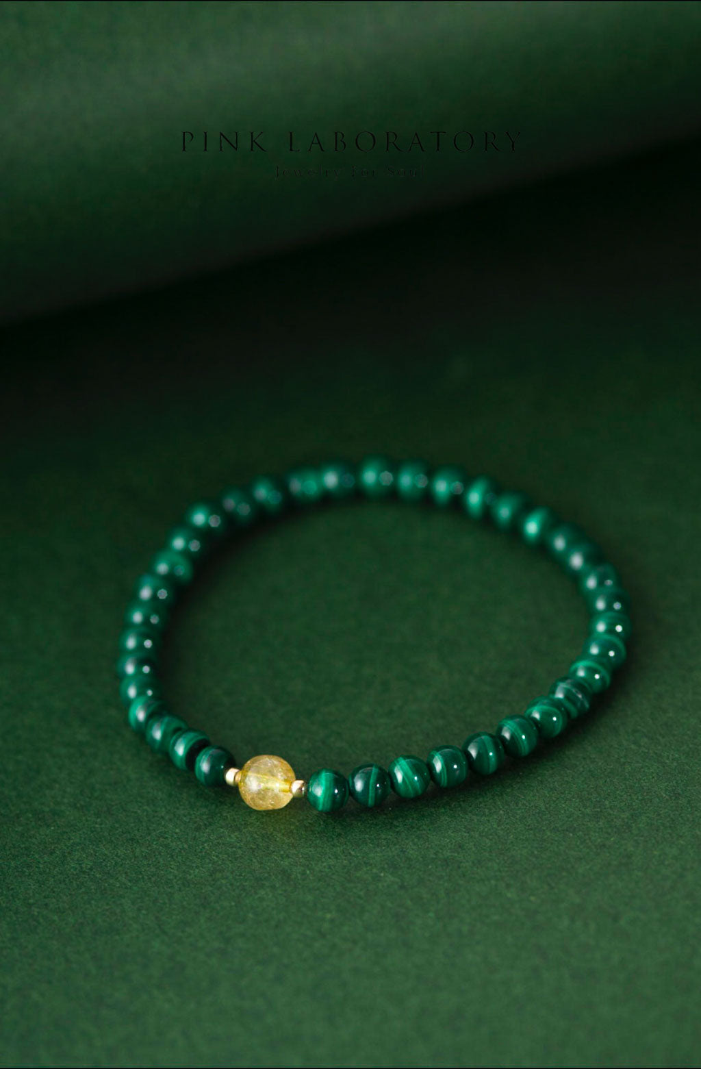 孔雀石金髮晶14KGF手鏈