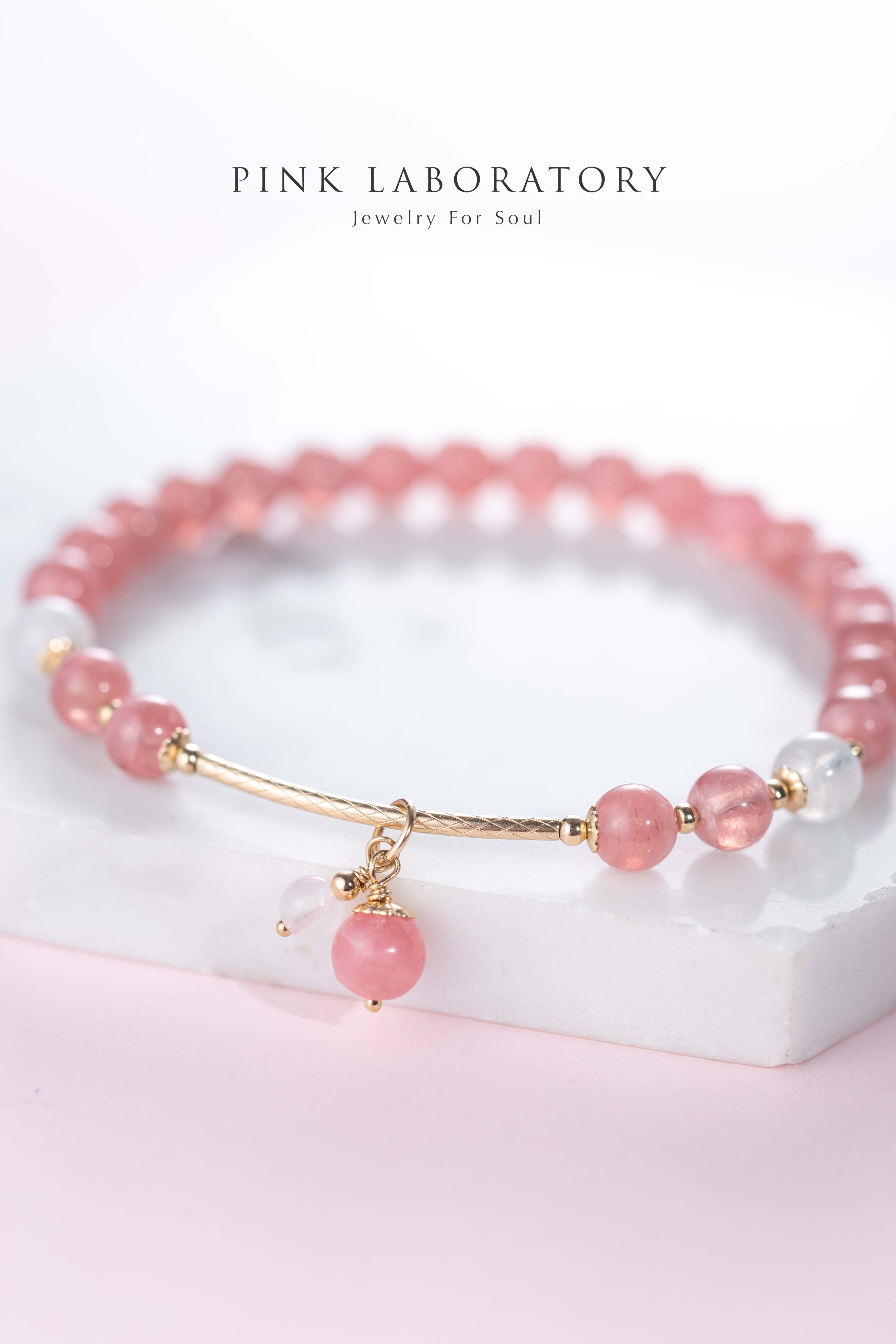 冰種紅紋石月光石14KGF手鍊