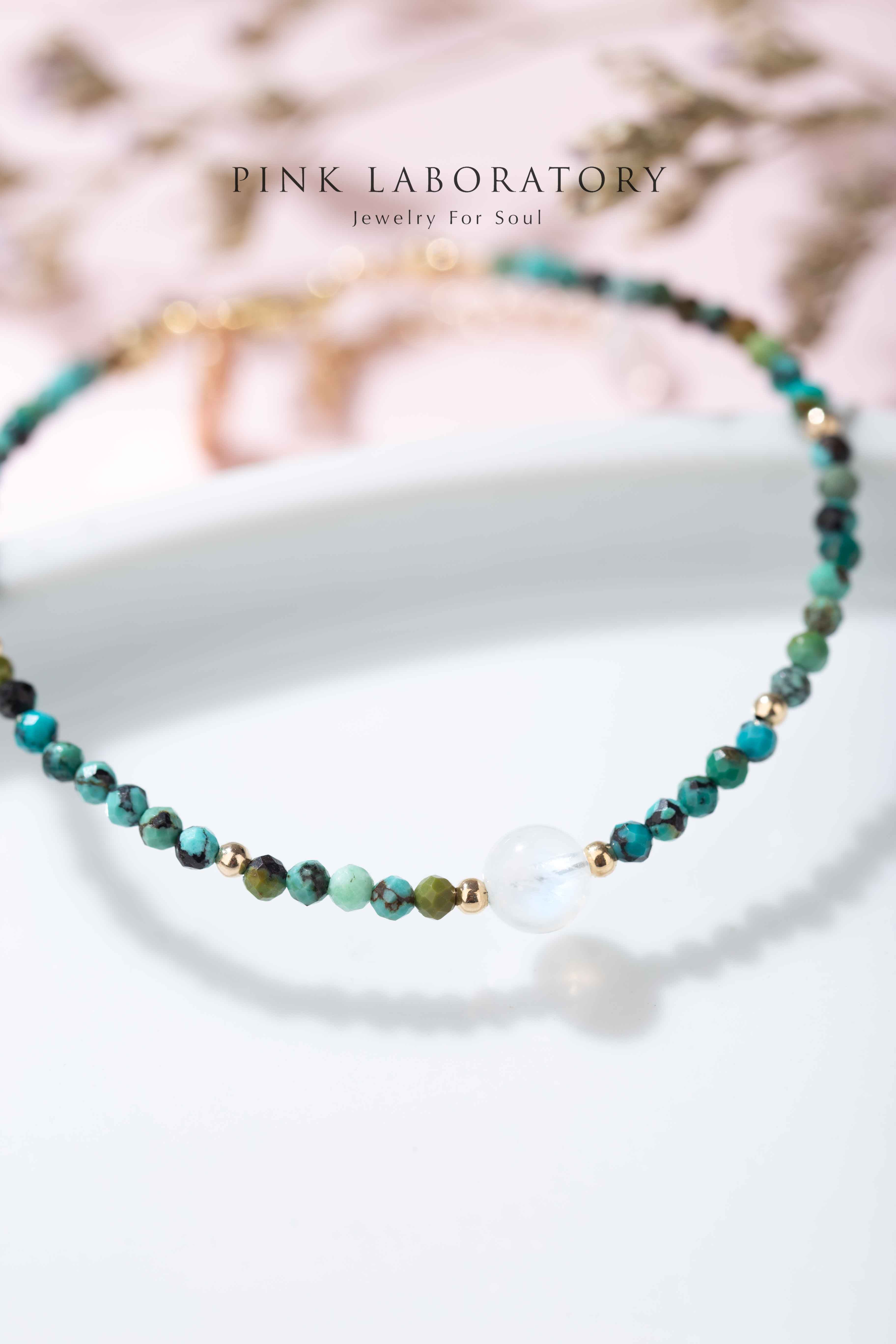 非洲綠松石月亮石14KGF手鍊