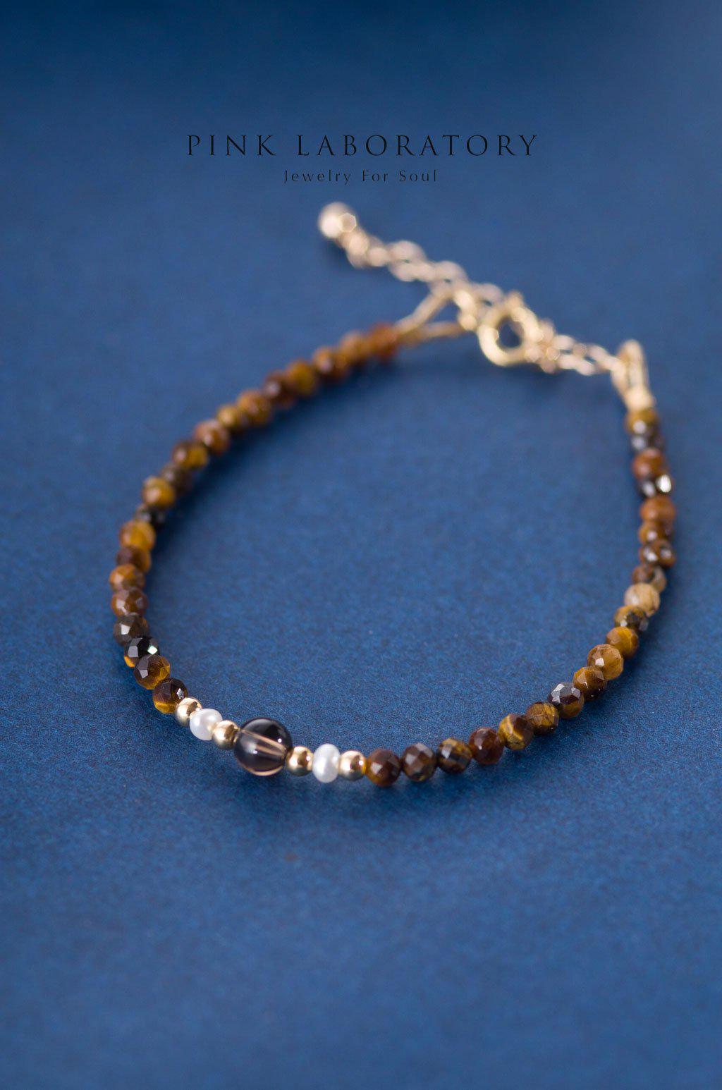 虎眼石茶晶珍珠14KGF手鍊 - Pink Laboratory