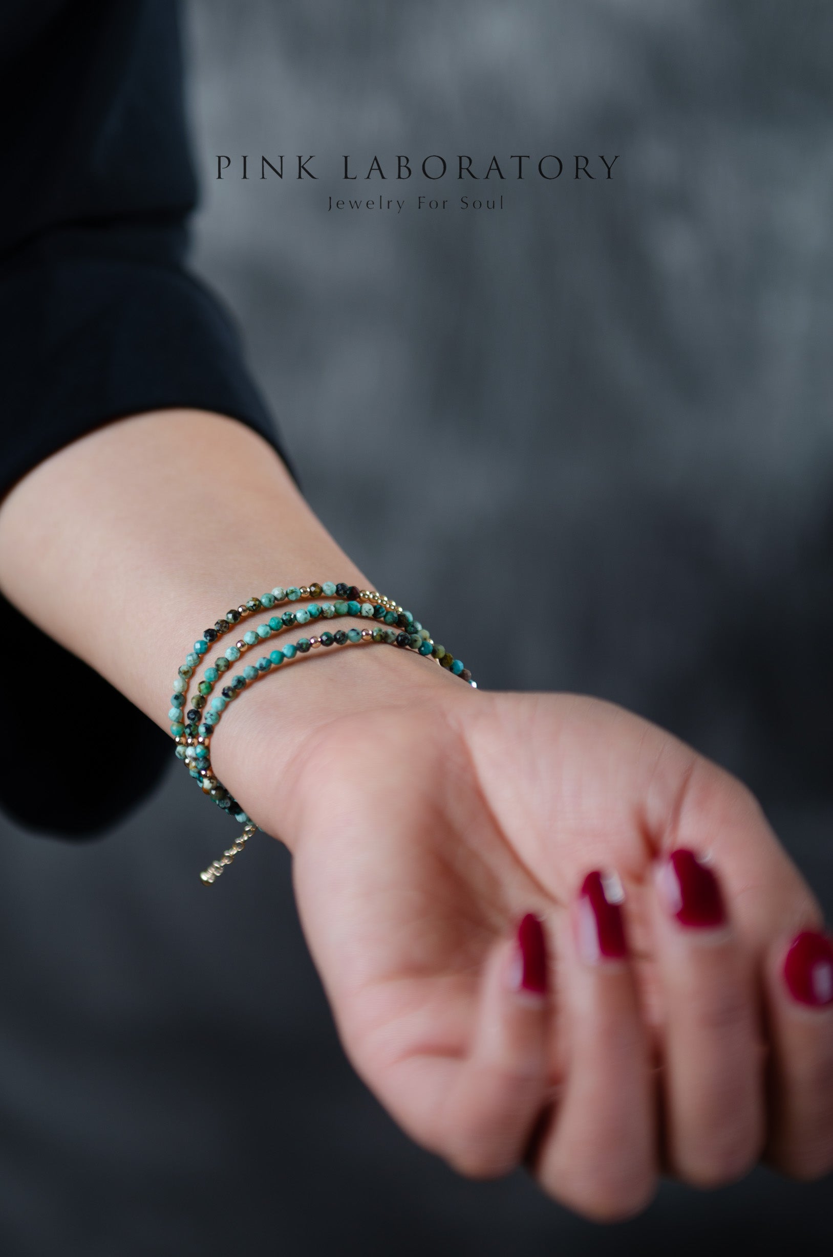 非洲綠松石極細14KGF手鍊