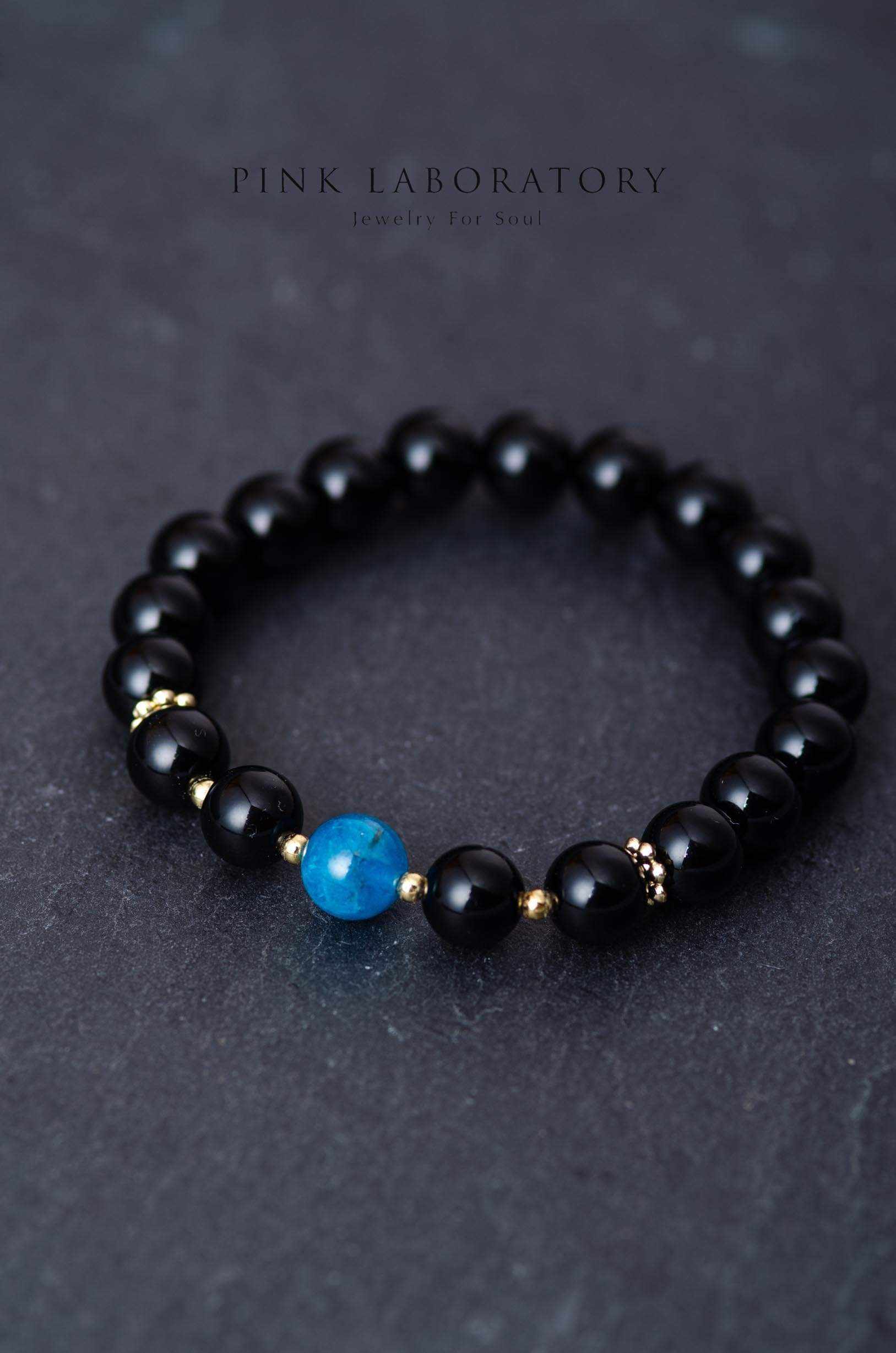 黑瑪瑙磷灰石8mm手鍊 - Pink Laboratory