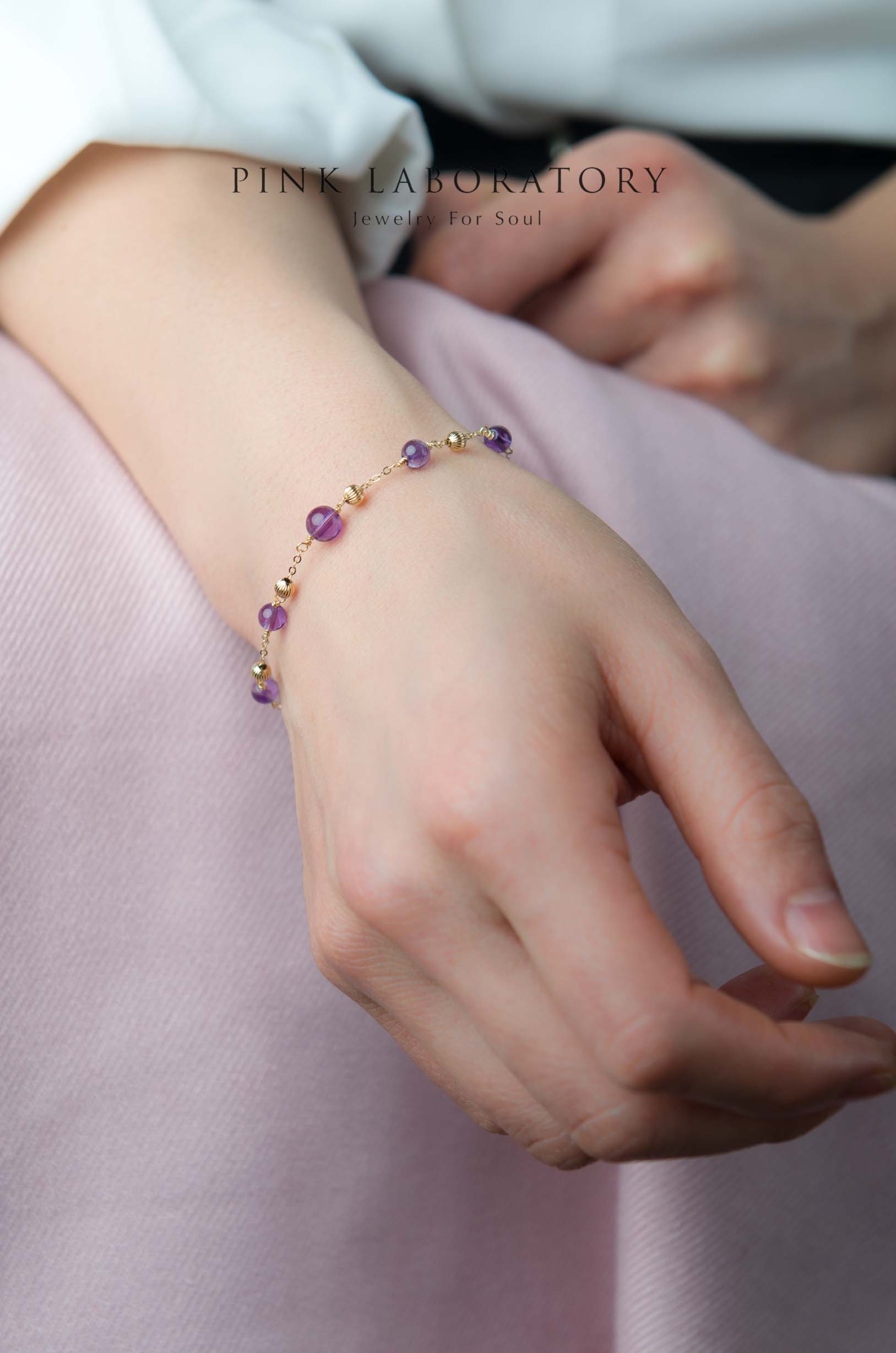 巴西紫水晶手鍊 | 14K包金