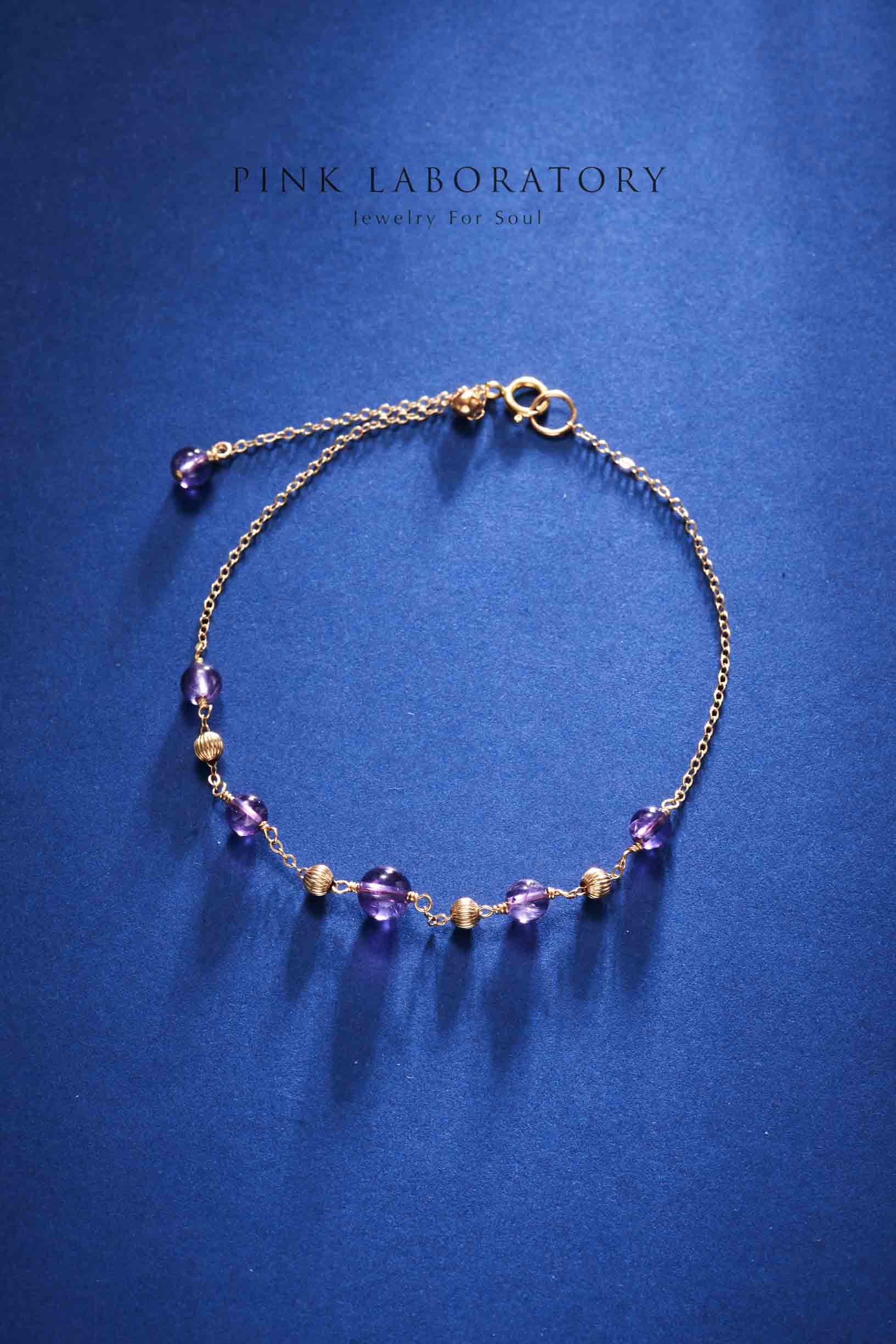 巴西紫水晶手鍊 | 14K包金