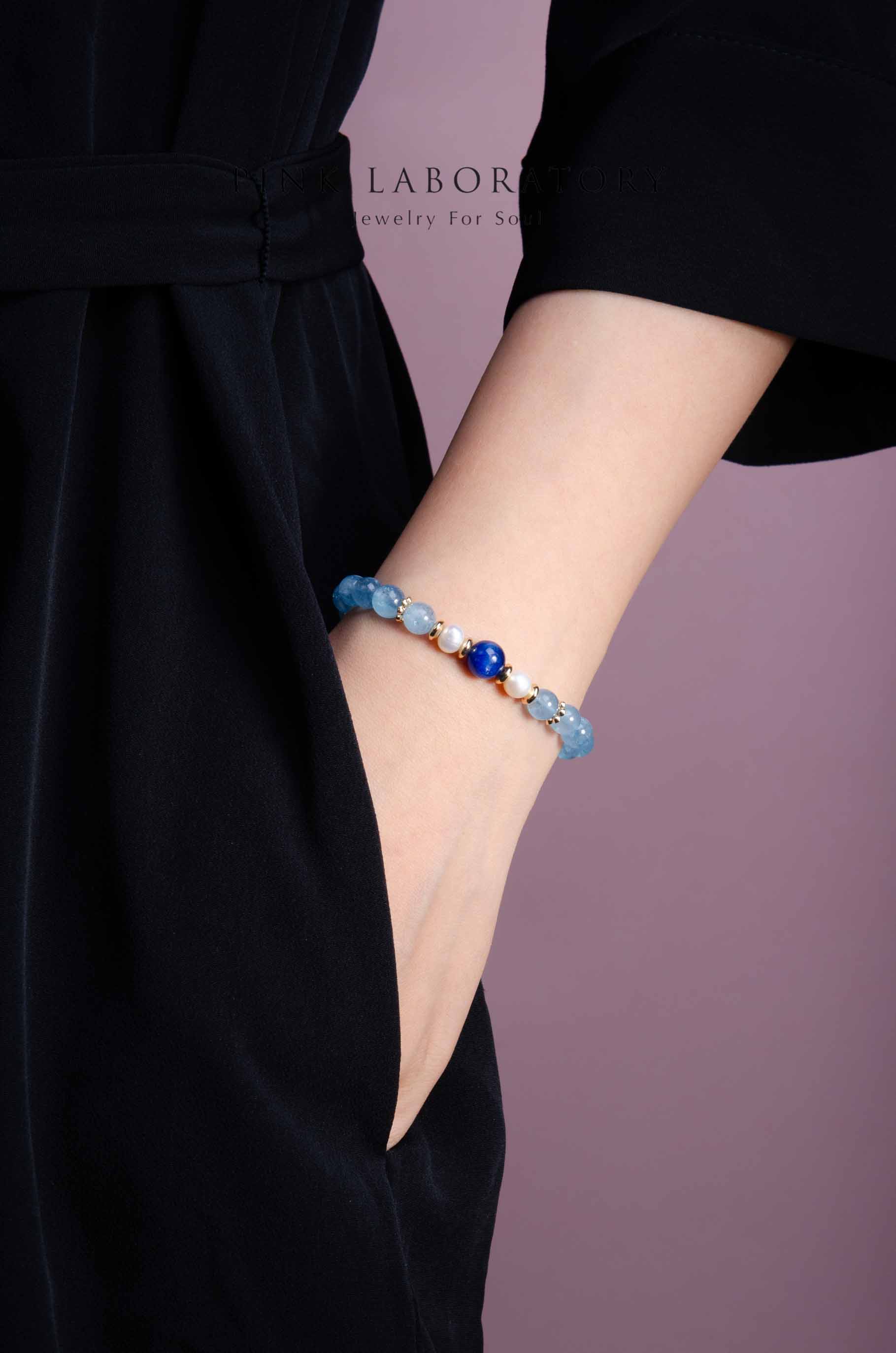 水中精靈 | 冰種海藍寶藍晶石珍珠手鍊