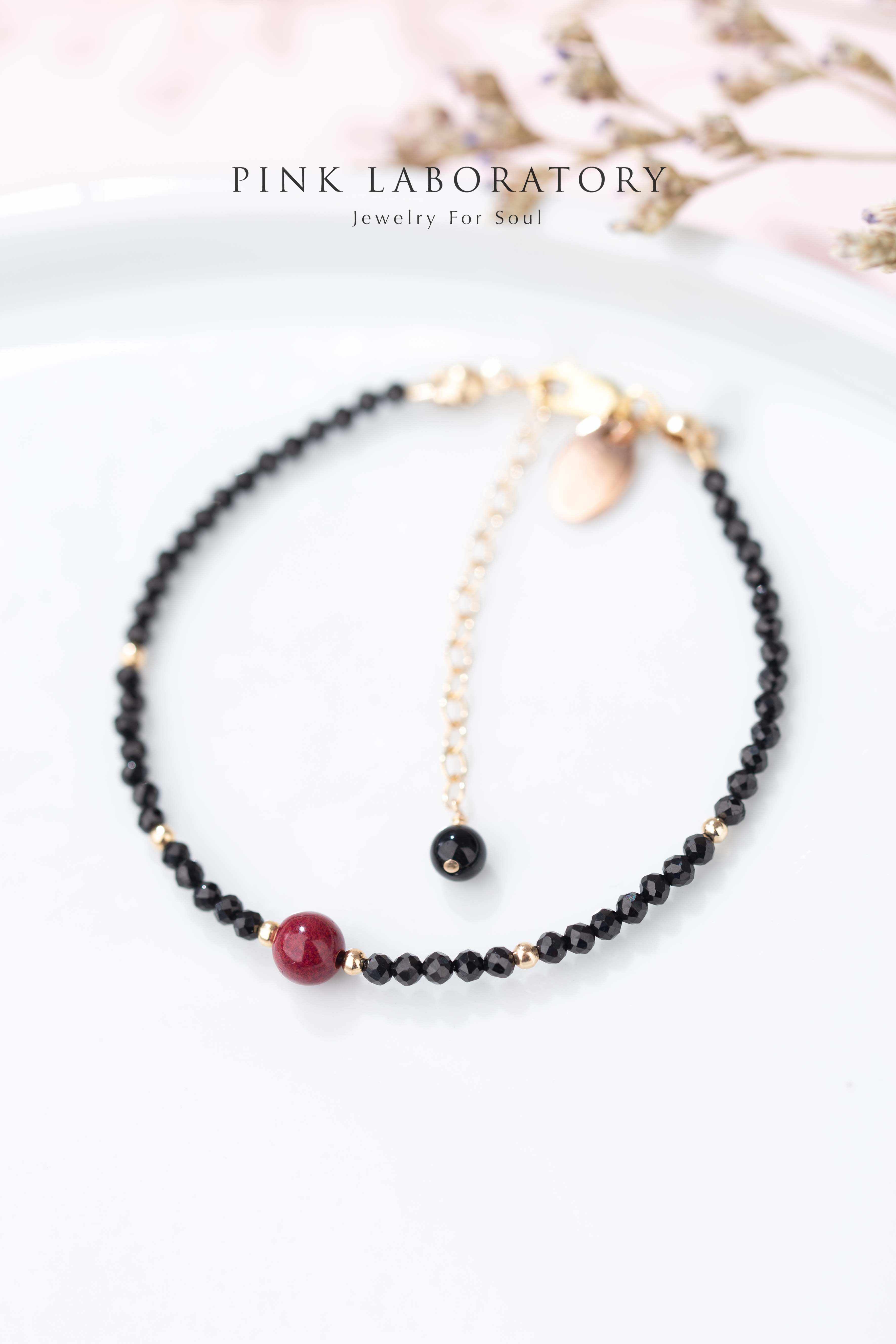 尖晶石硃砂14KGF極細手鍊 - Pink Laboratory