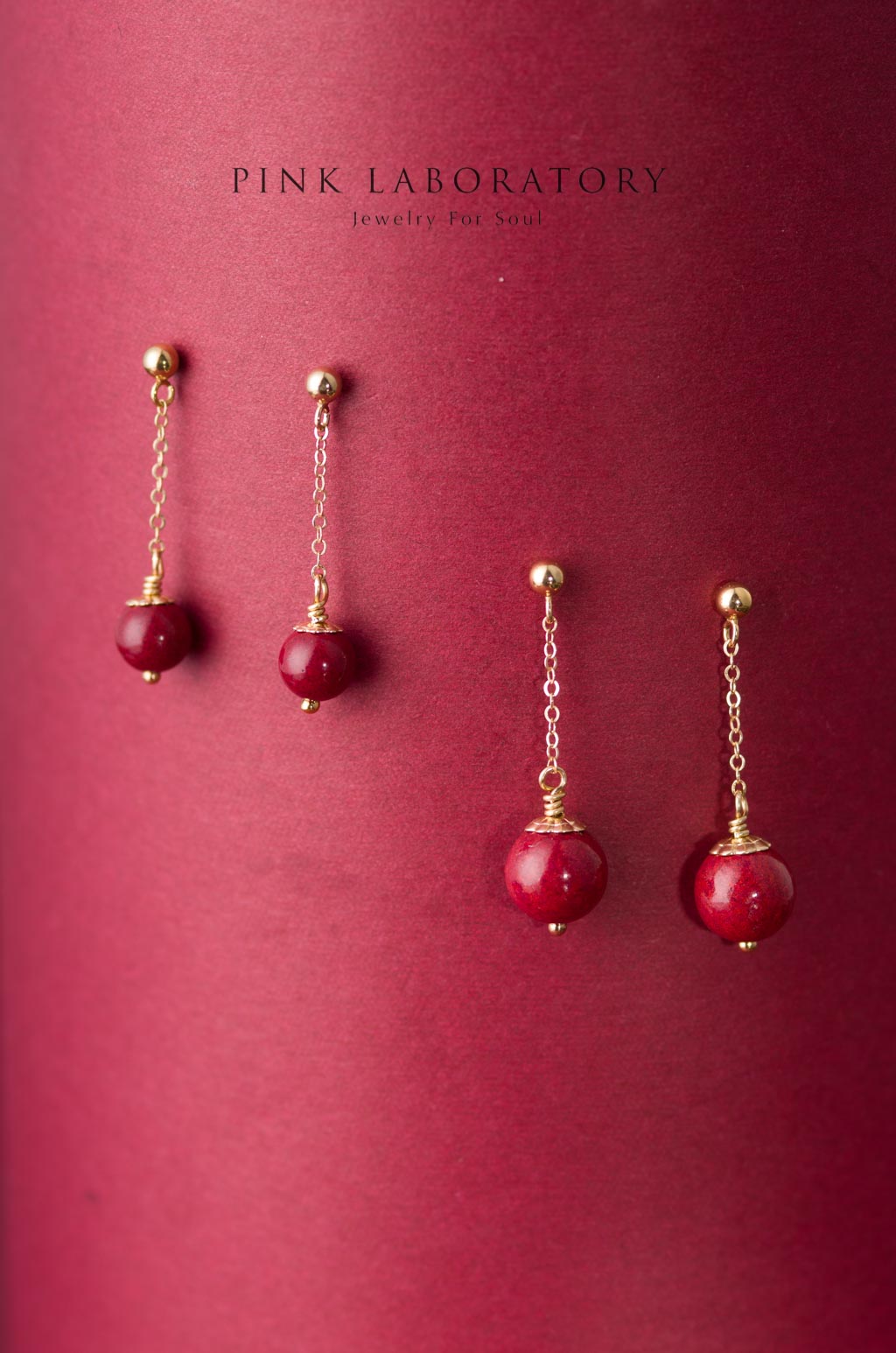 紫金砂硃砂8mm耳釘 | 14KGF耳環