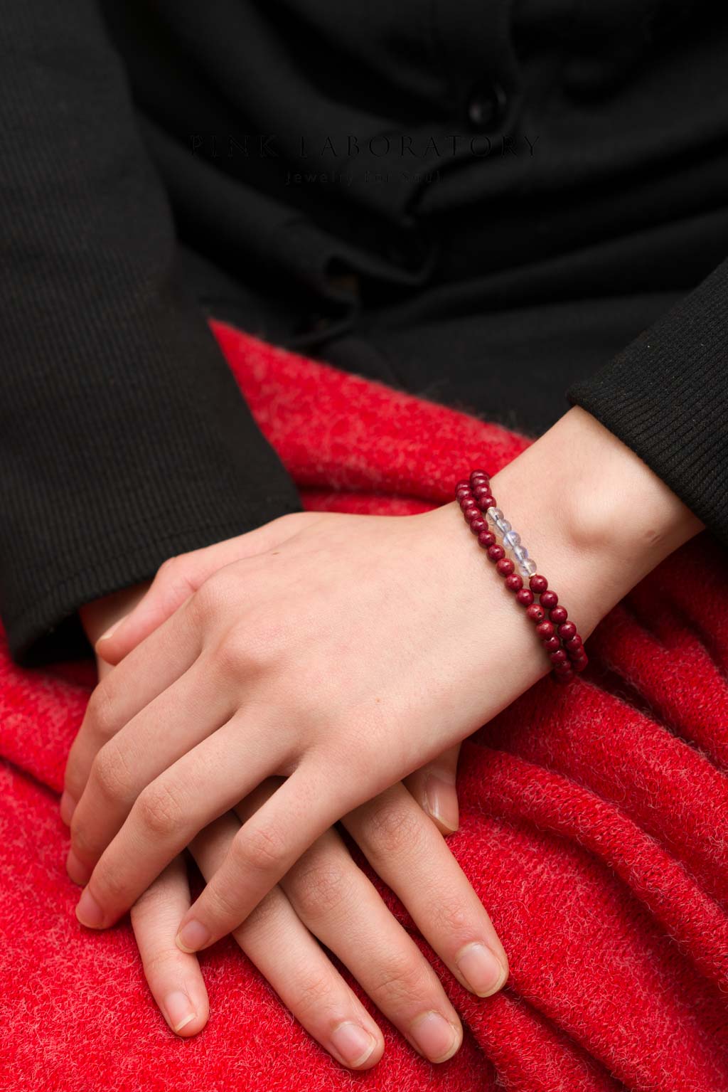 紫金砂硃砂 4mm雙圈手鏈 | 拉長石