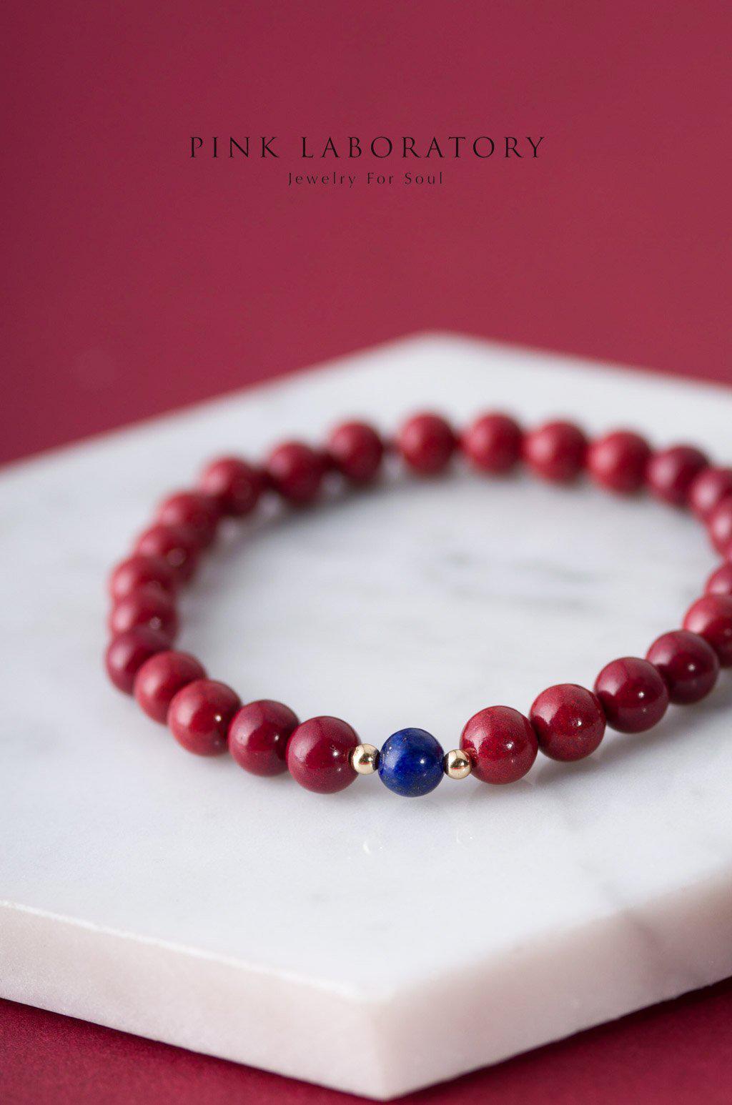 紫金砂硃砂14KGF手鏈 | 青金石 - Pink Laboratory