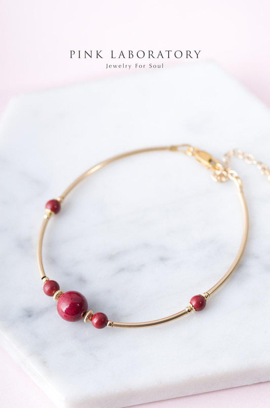 硃砂14KGF手鏈 - Pink Laboratory