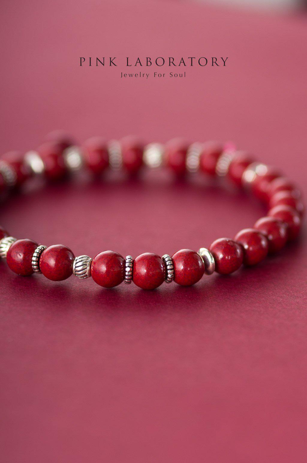 紫金砂硃砂6mm黑瑪瑙手鏈 | 925純銀泰銀 - Pink Laboratory