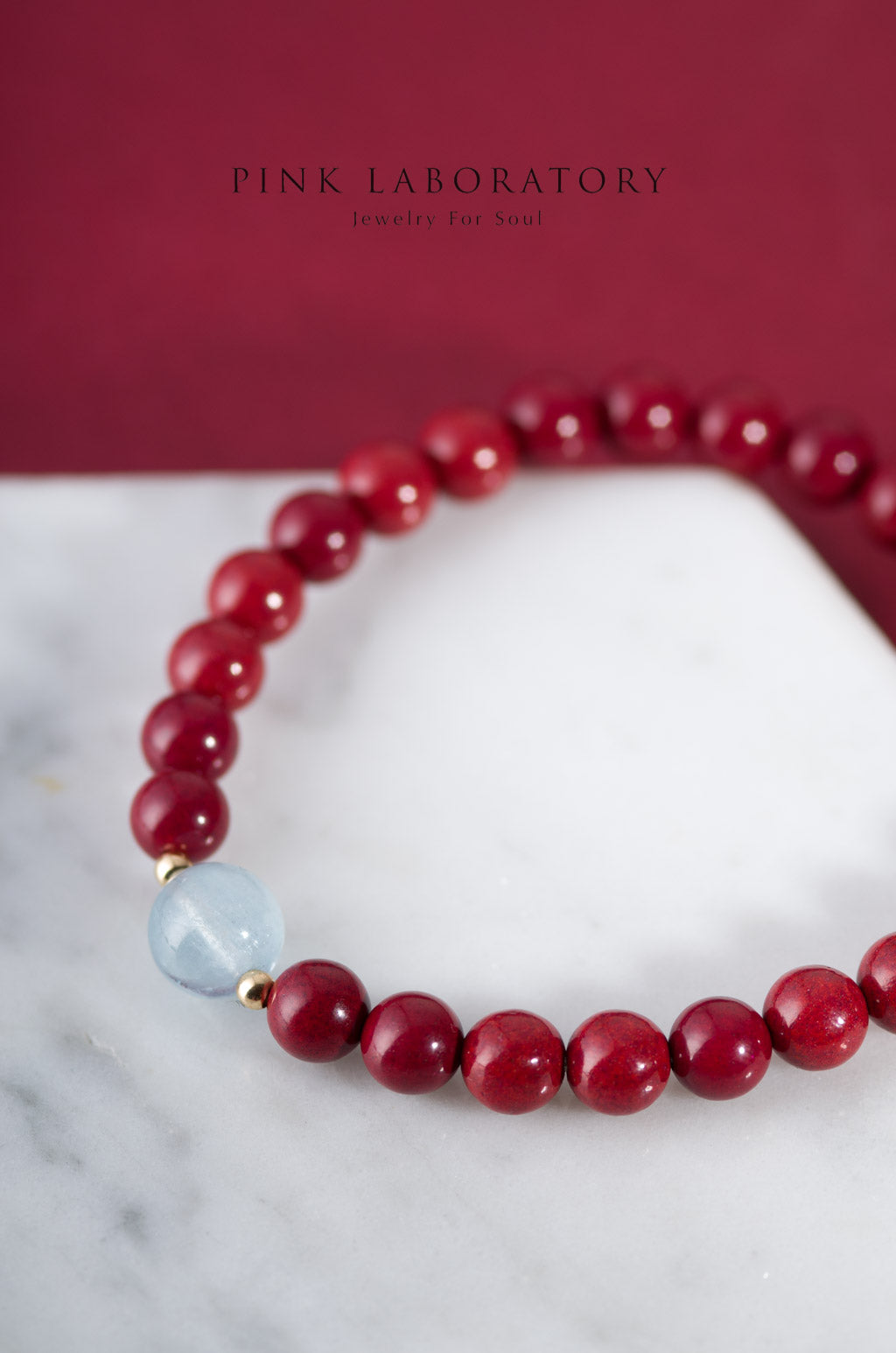 紫金砂硃砂 6mm 單圈手鏈 | 海藍寶