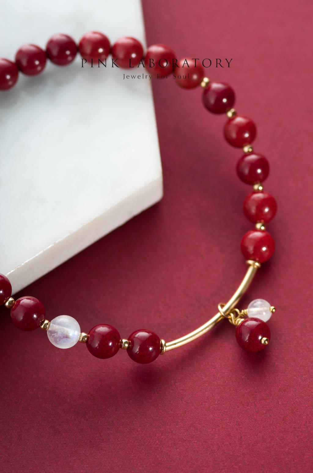 紫金砂硃砂 6mm 單圈手鏈 | 月光石 - Pink Laboratory