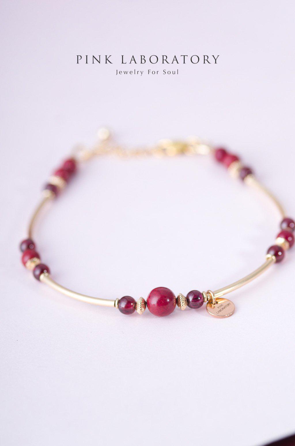 硃砂紫金砂4mm手鍊 | 石榴石14KGF手環 - Pink Laboratory