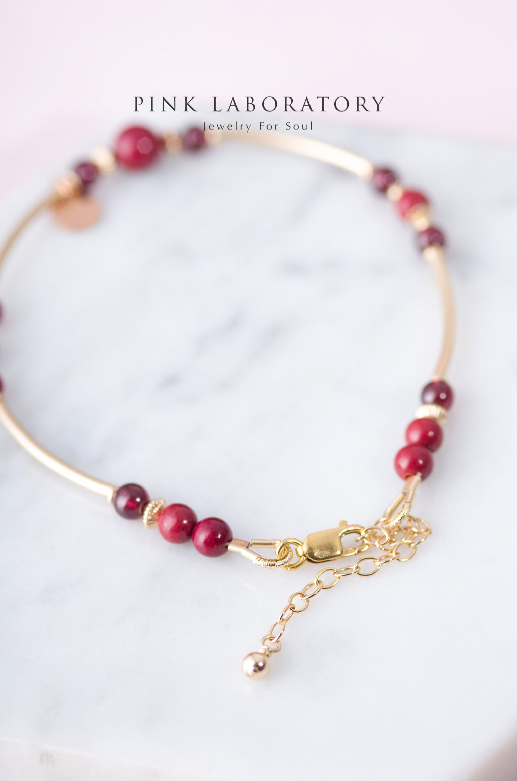 硃砂紫金砂4mm手鍊 | 石榴石14KGF手環