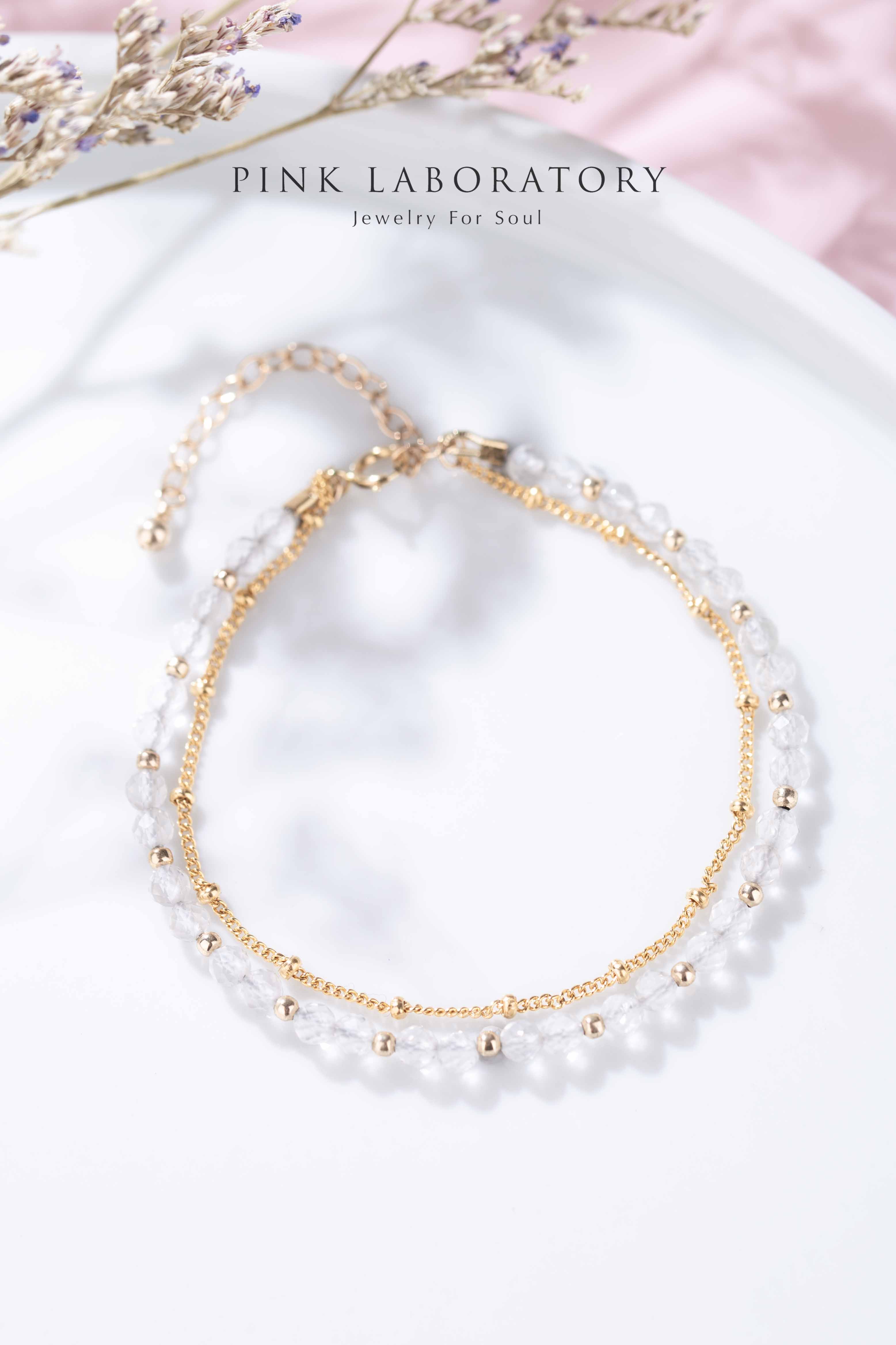 白水晶14K包金極細手鍊|字母客製