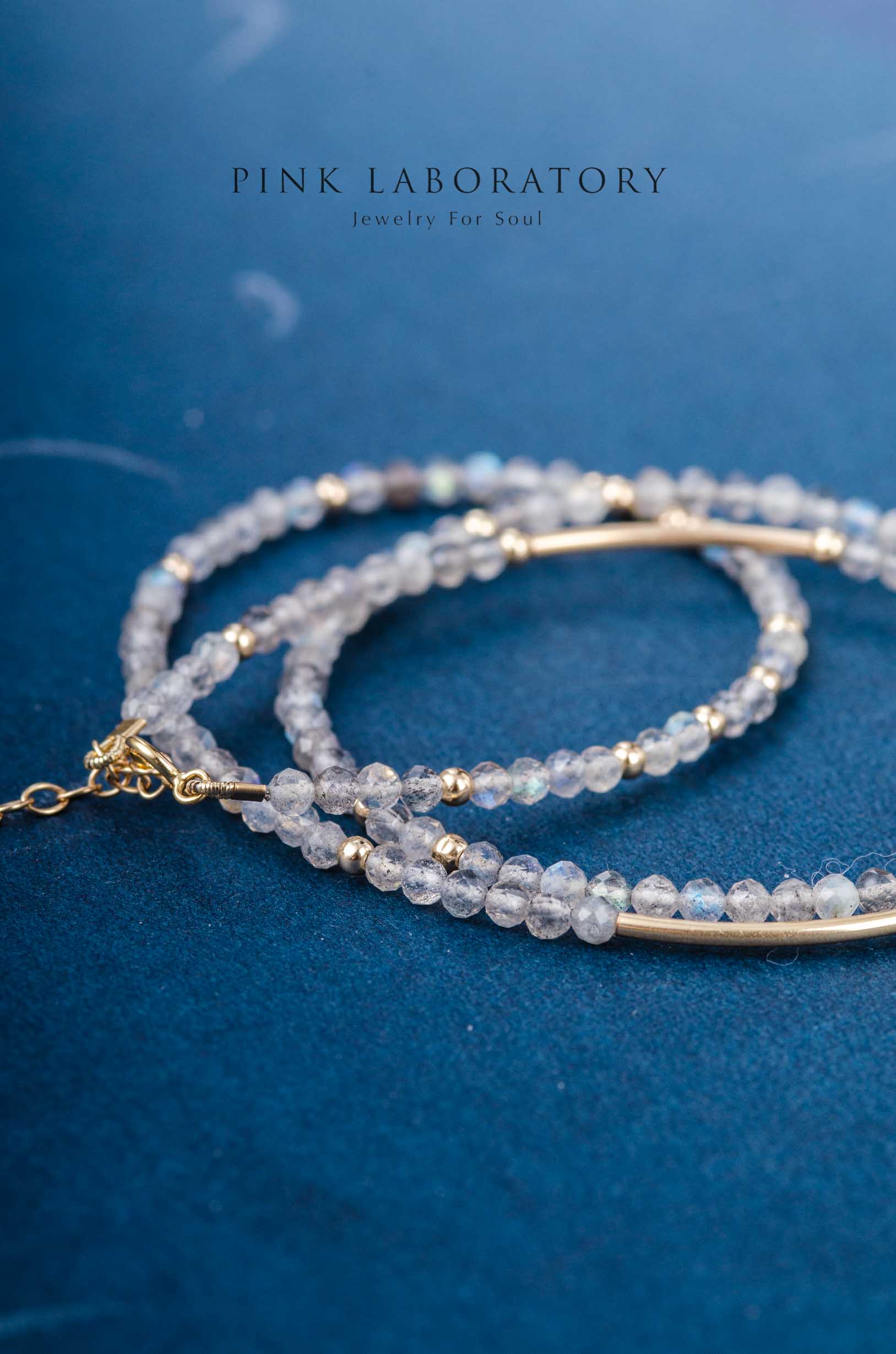 拉長石極細手鍊 | 三圈 | 3mm | 14K包金