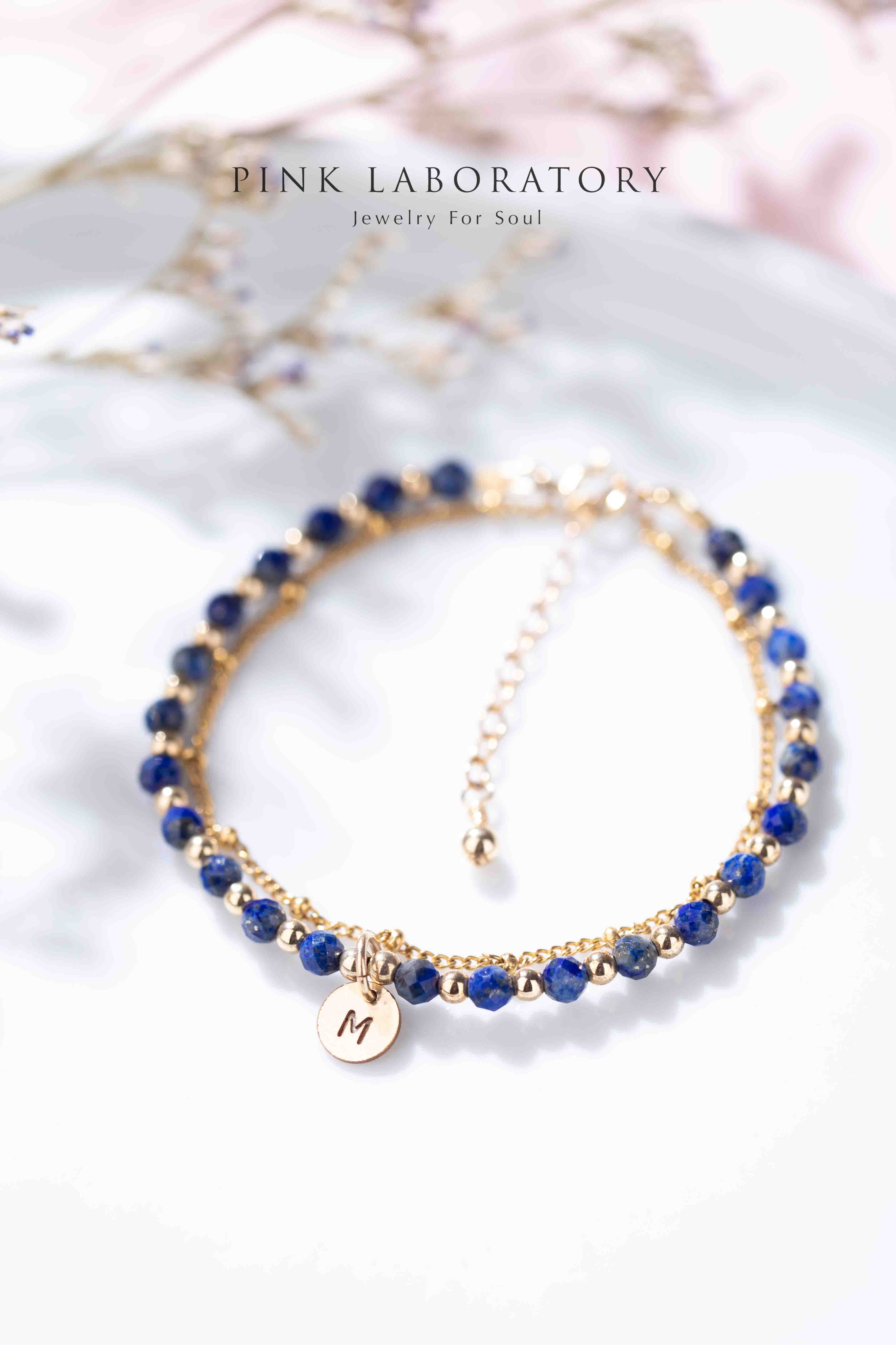 青金石 14K包金極細手鍊 | 字母客製