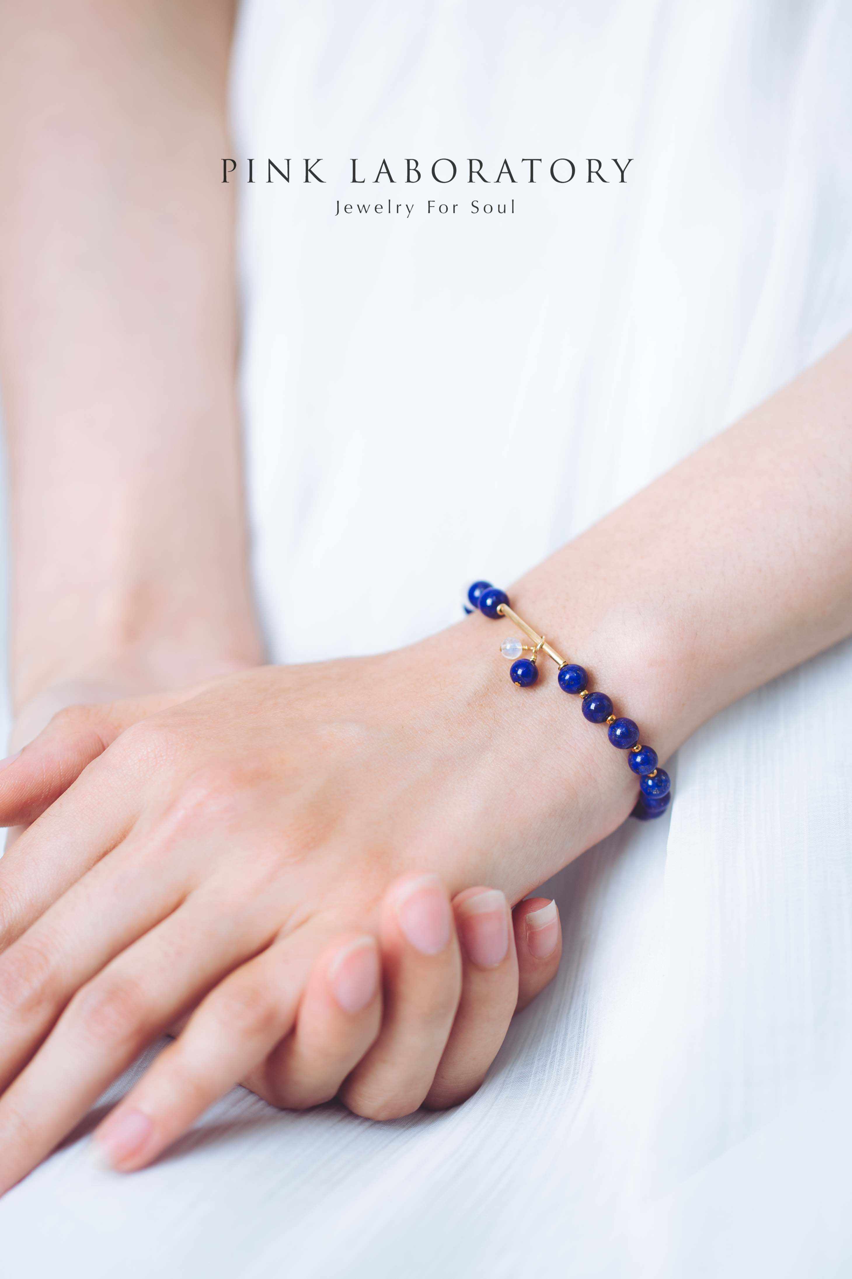 青金石月亮石14K包金手鍊