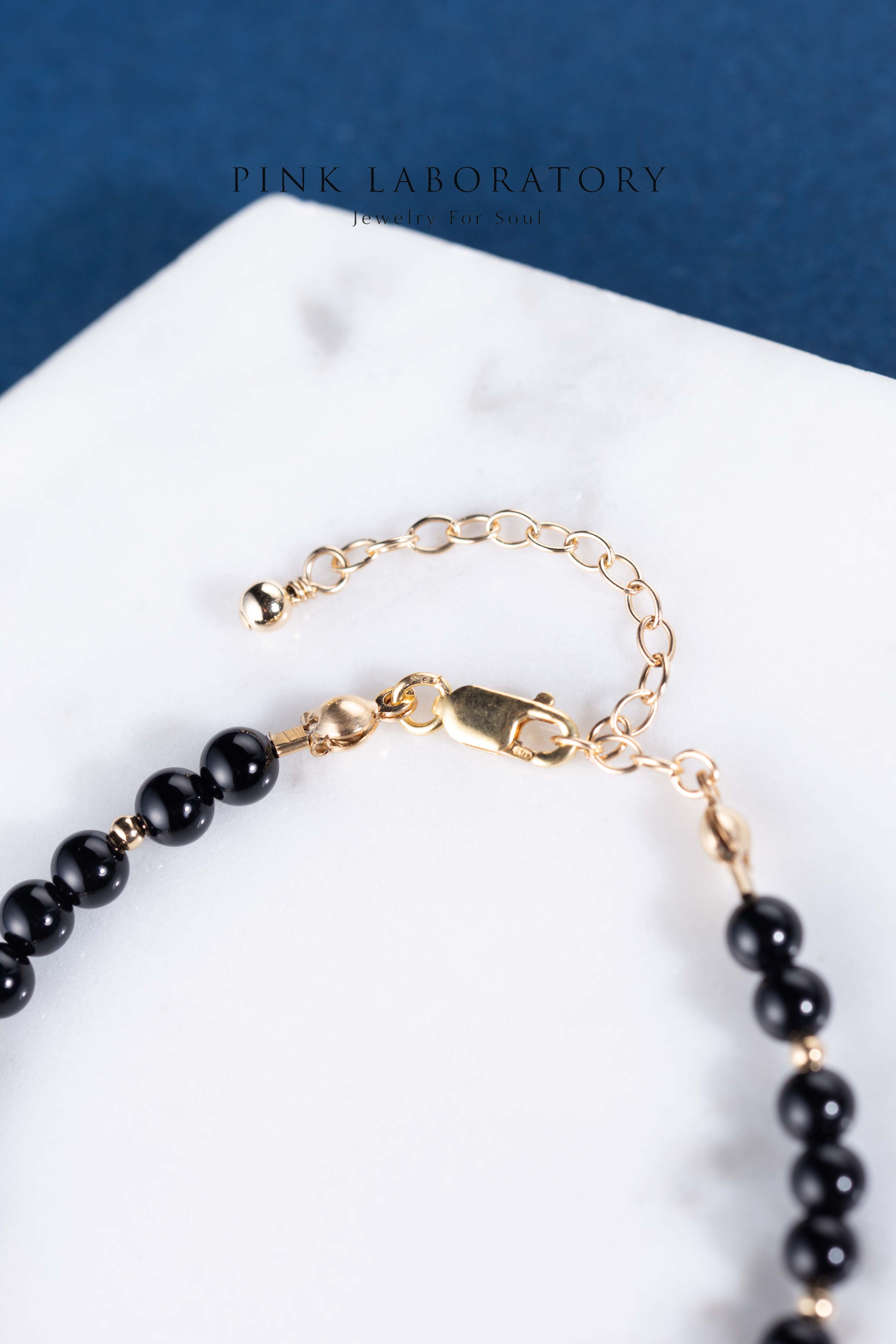 黑瑪瑙青金石14K包金手鍊