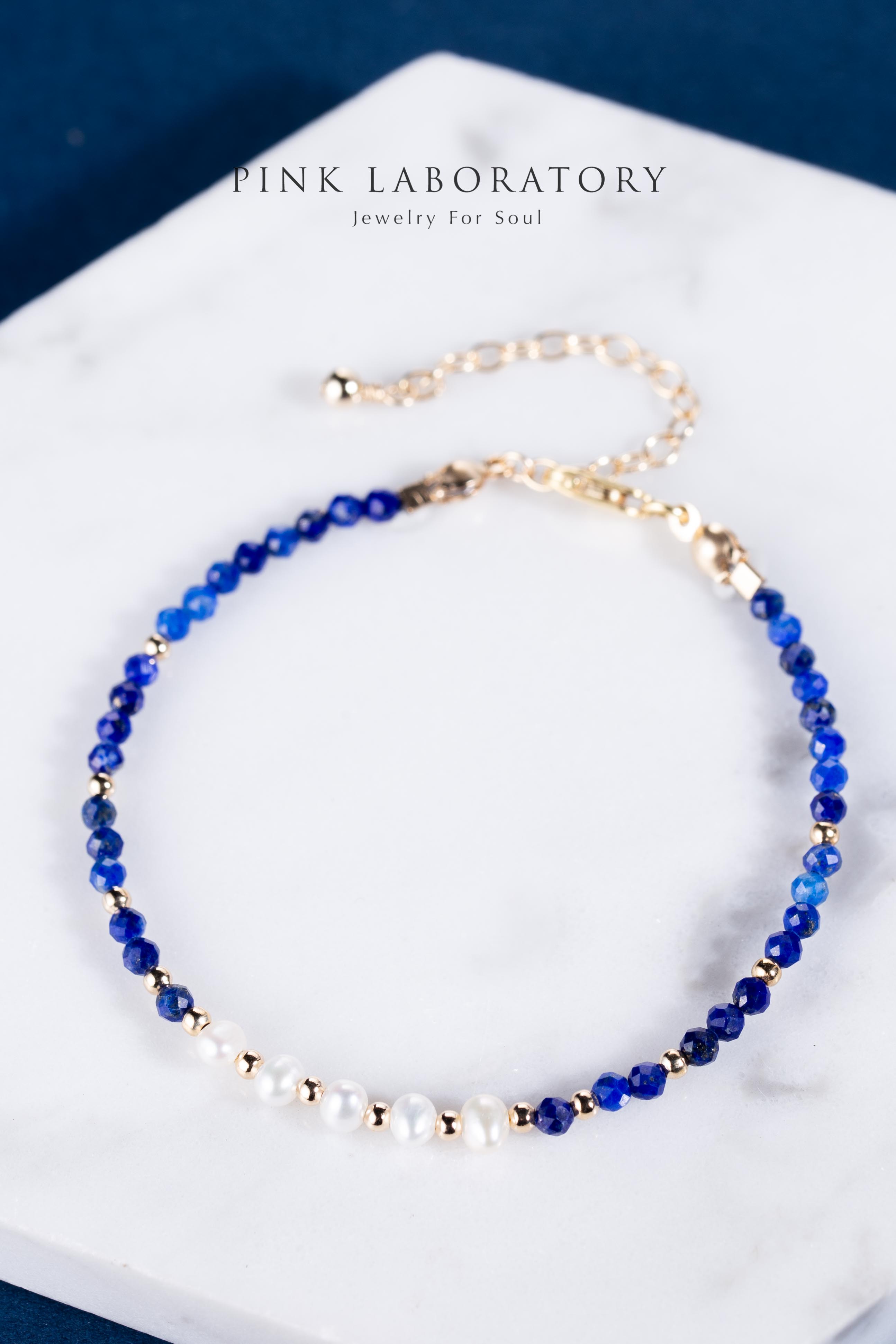 青金石珍珠14K包金手鍊