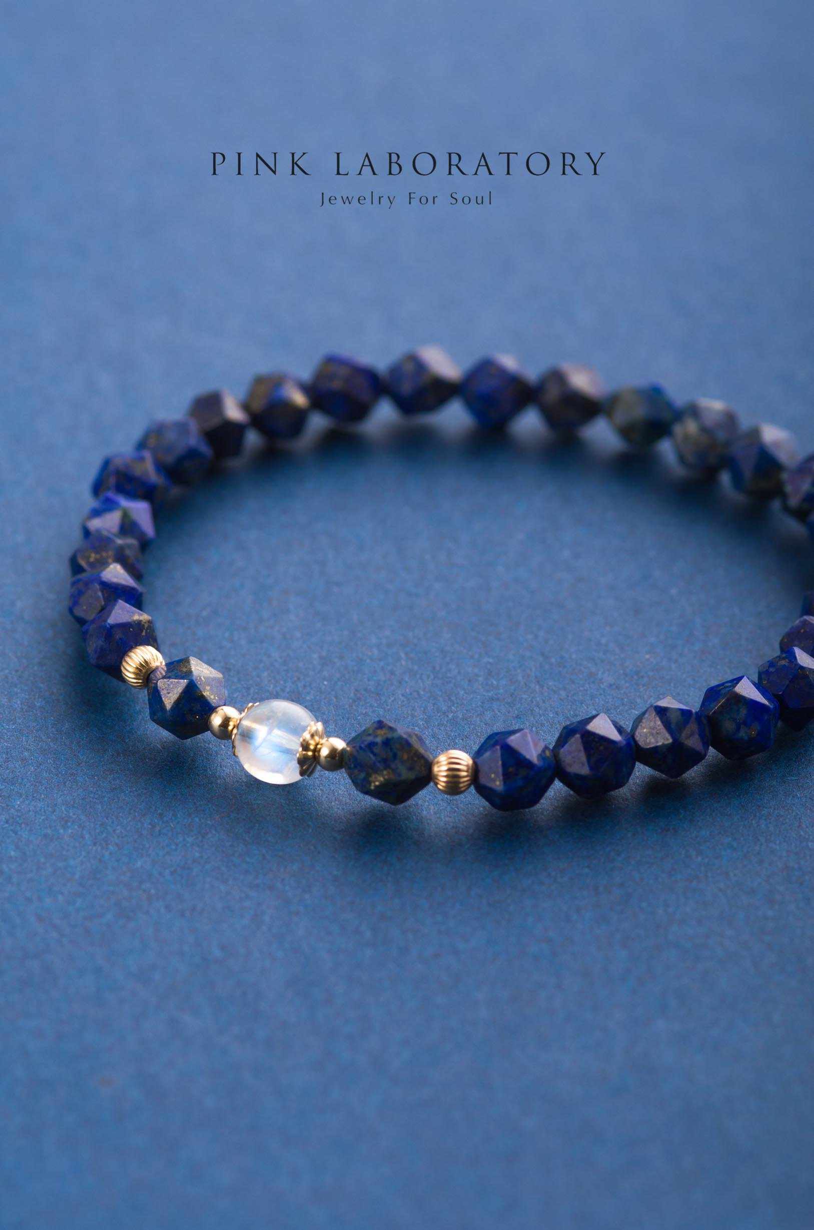 Lapis Lazuli 幾何青金石14KGF手鍊 (優化加色) - Pink Laboratory