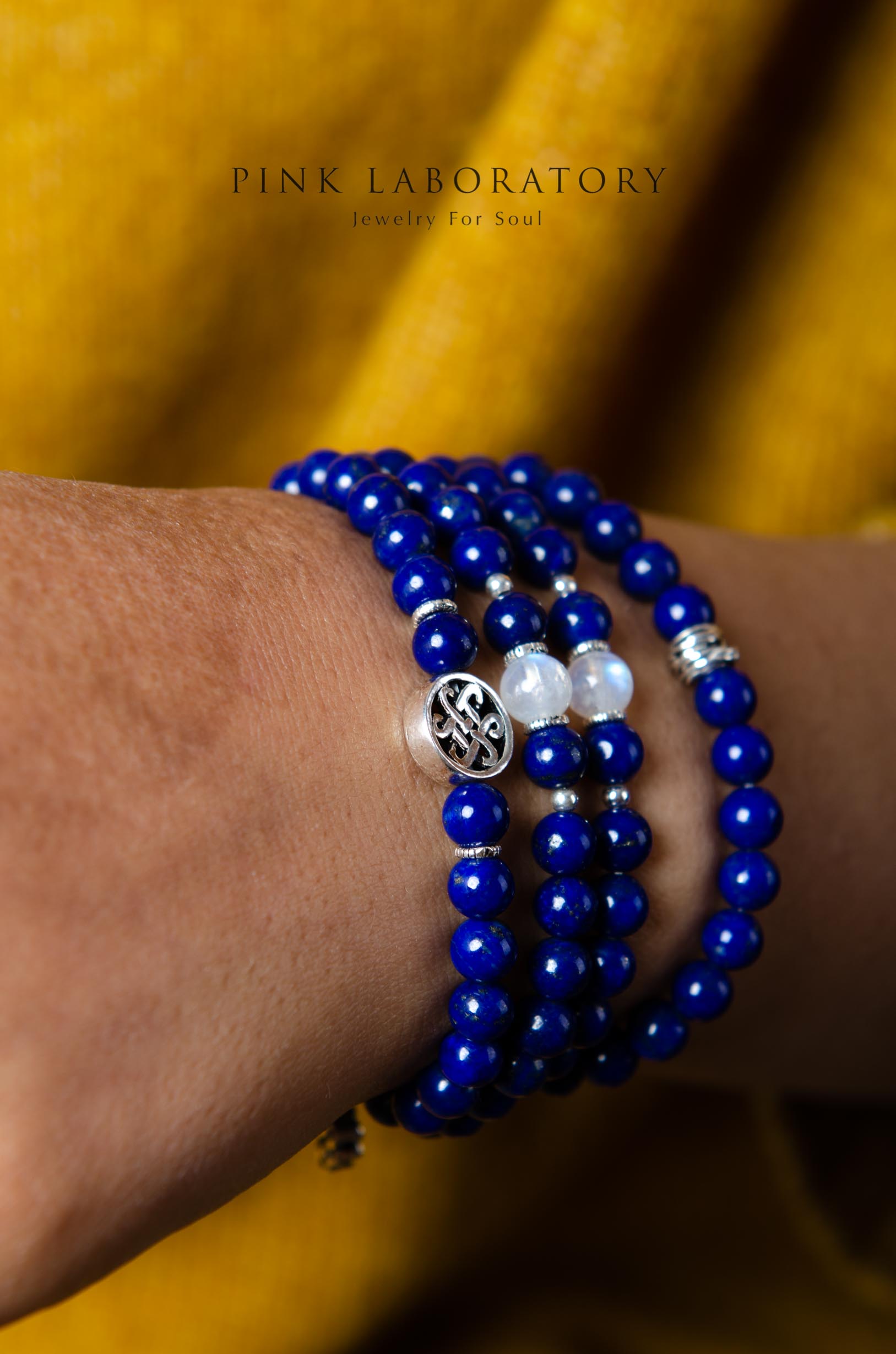 青金石佛珠108手鍊 | 月光石 | 6mm | 925純銀