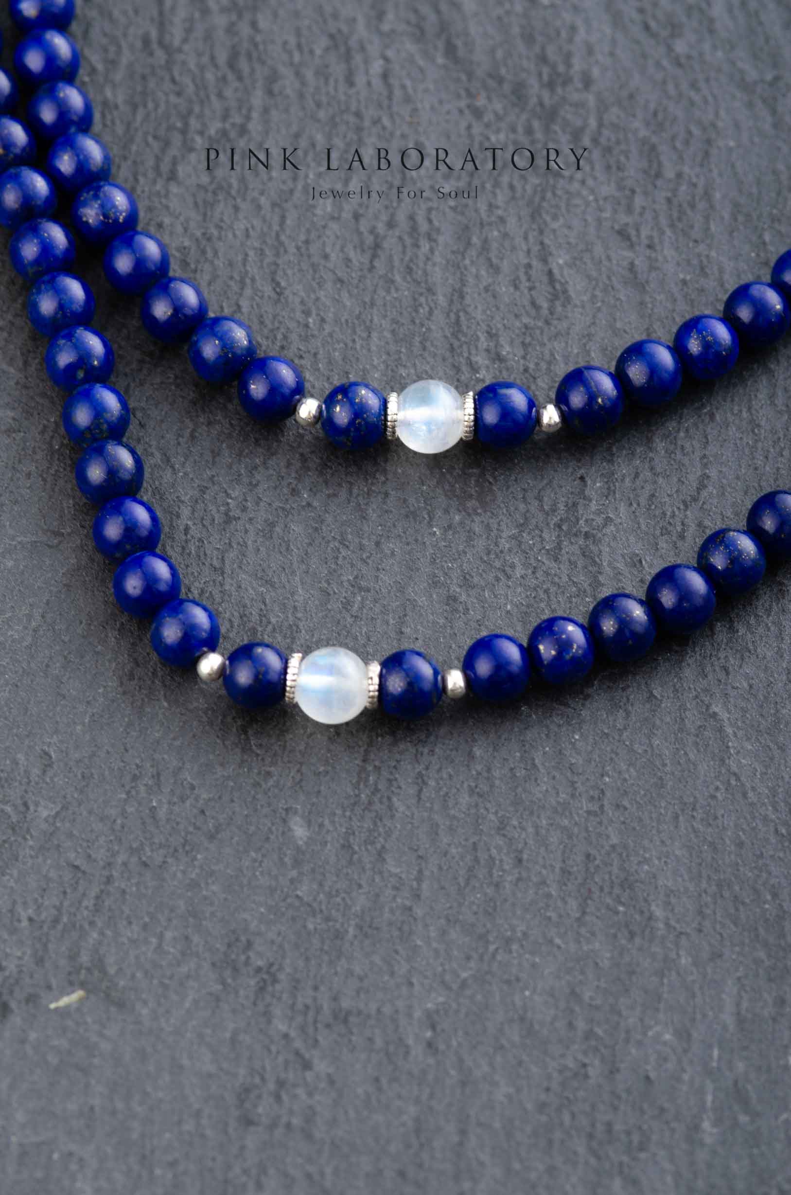 青金石佛珠108手鍊 | 月光石 | 6mm | 925純銀