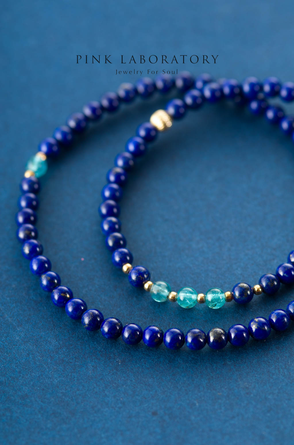 青金石磷灰石手鍊 | 兩圈 | 4mm | 14K包金