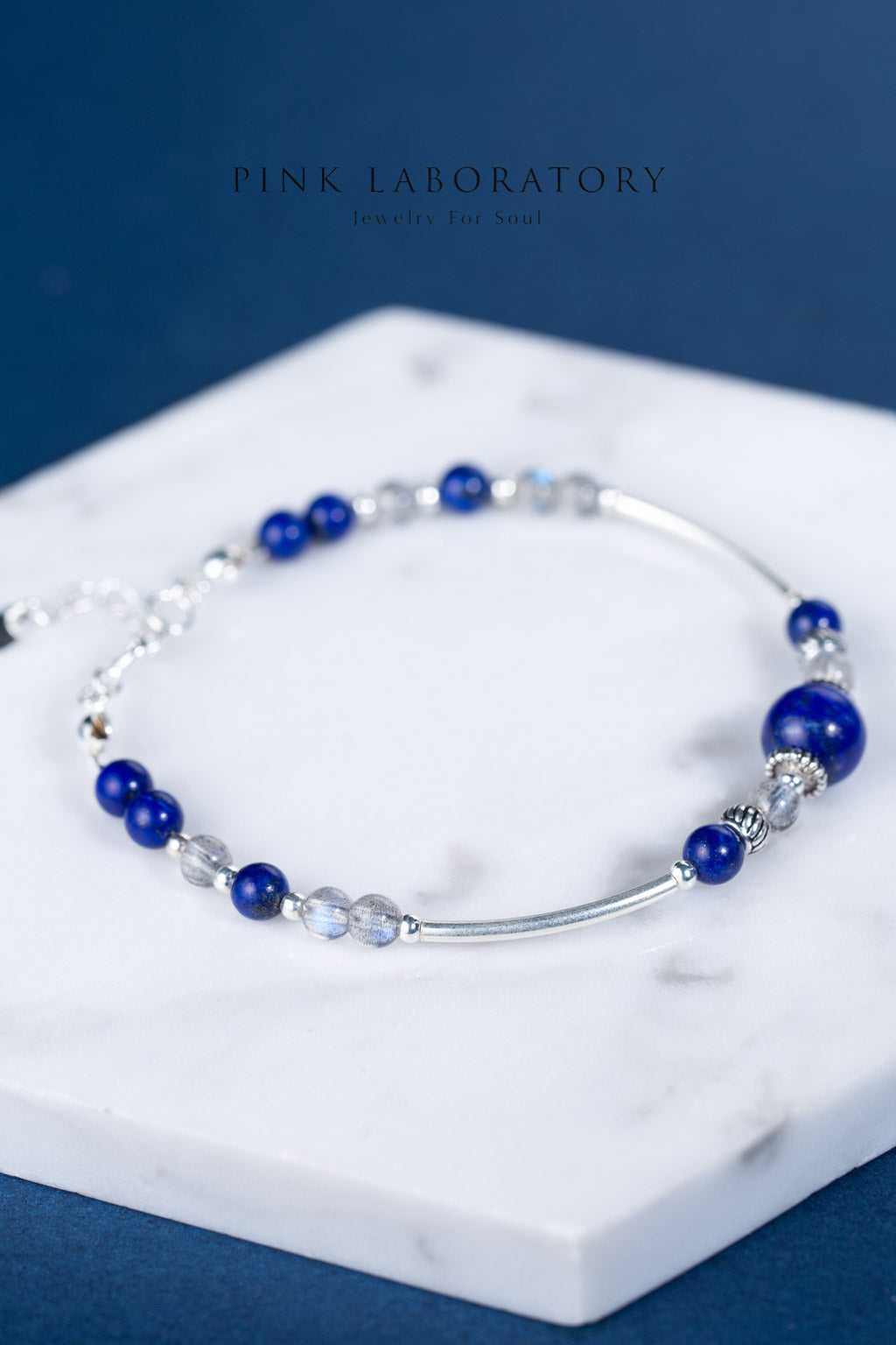 青金石拉長石925純銀手鍊