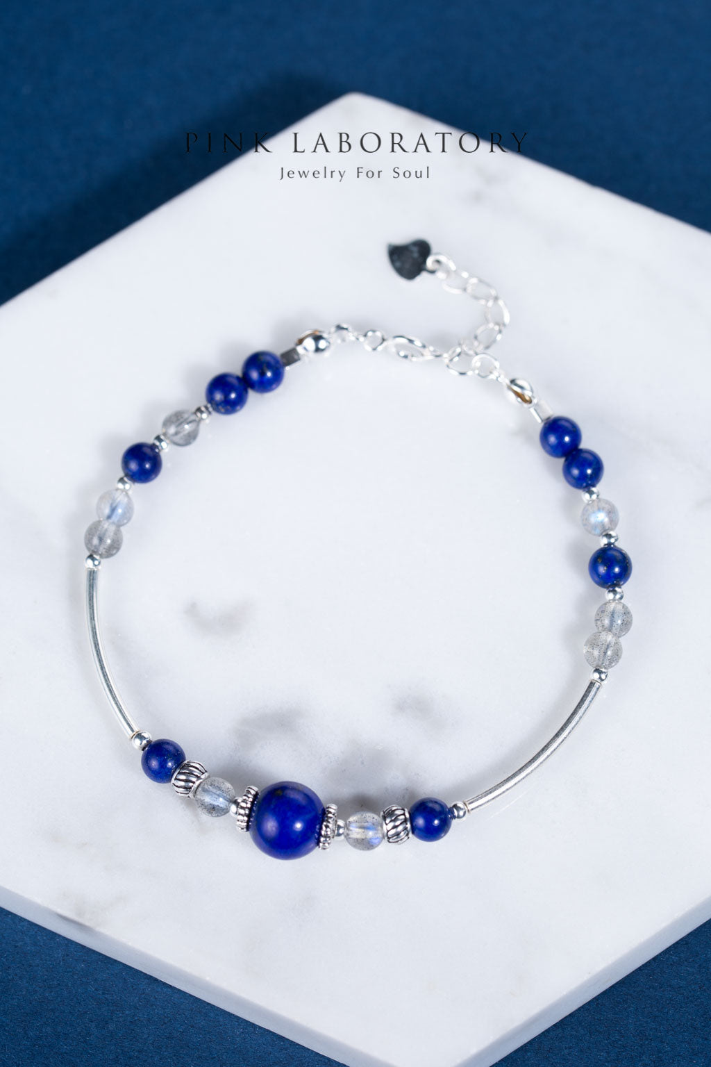 青金石拉長石925純銀手鍊