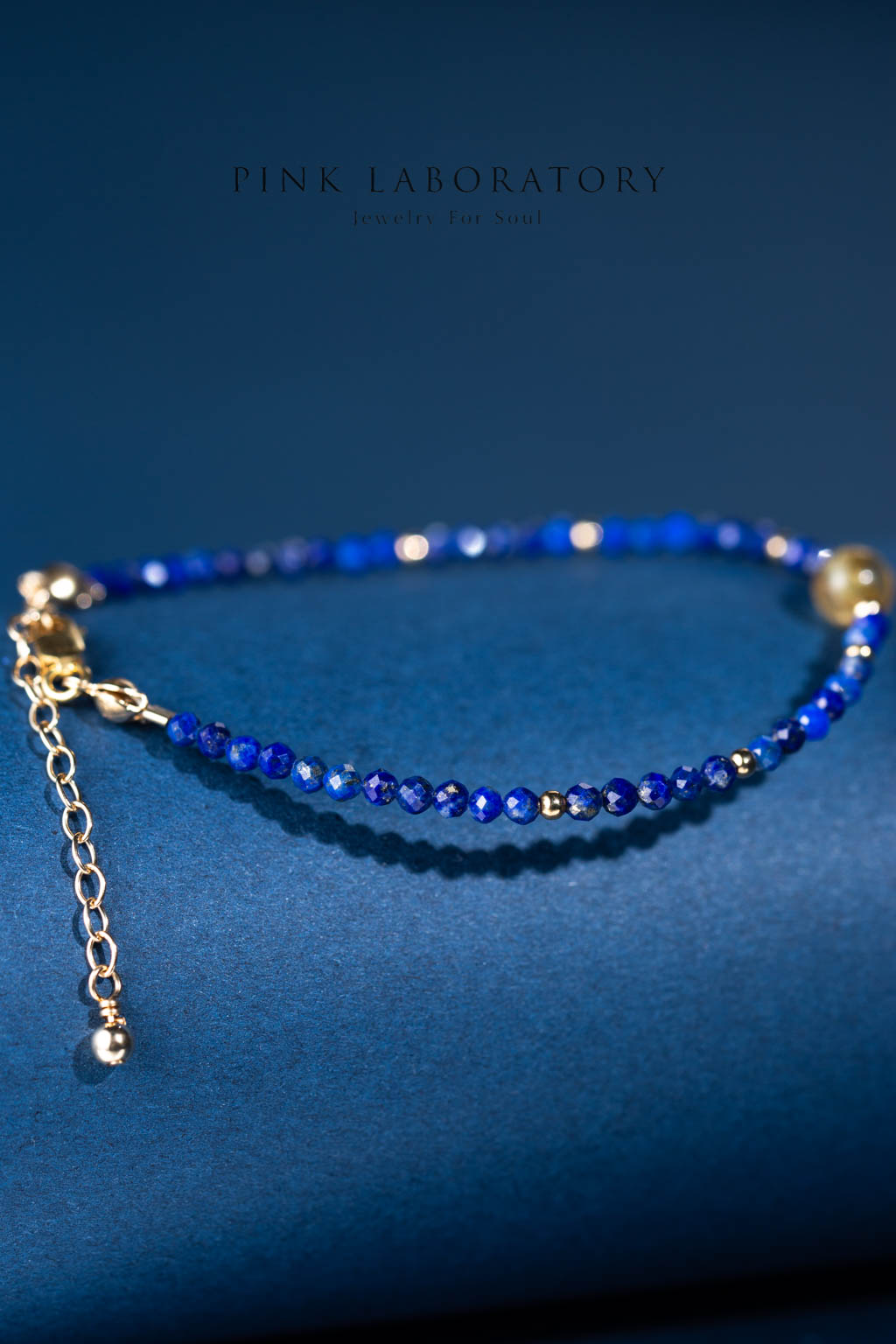 青金石金髮晶極細14KGF手鍊