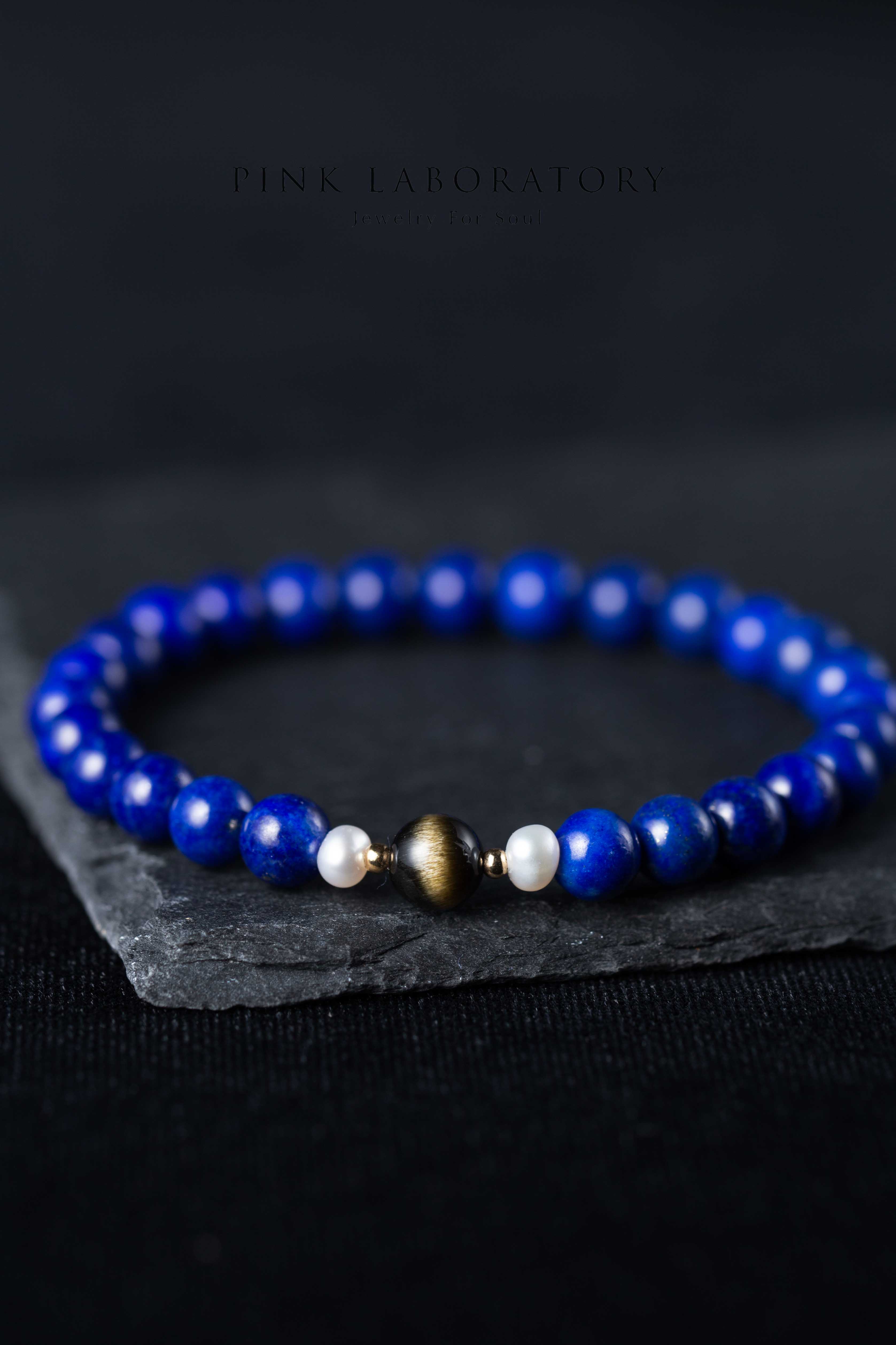 青金石黑曜石14KGF手鍊