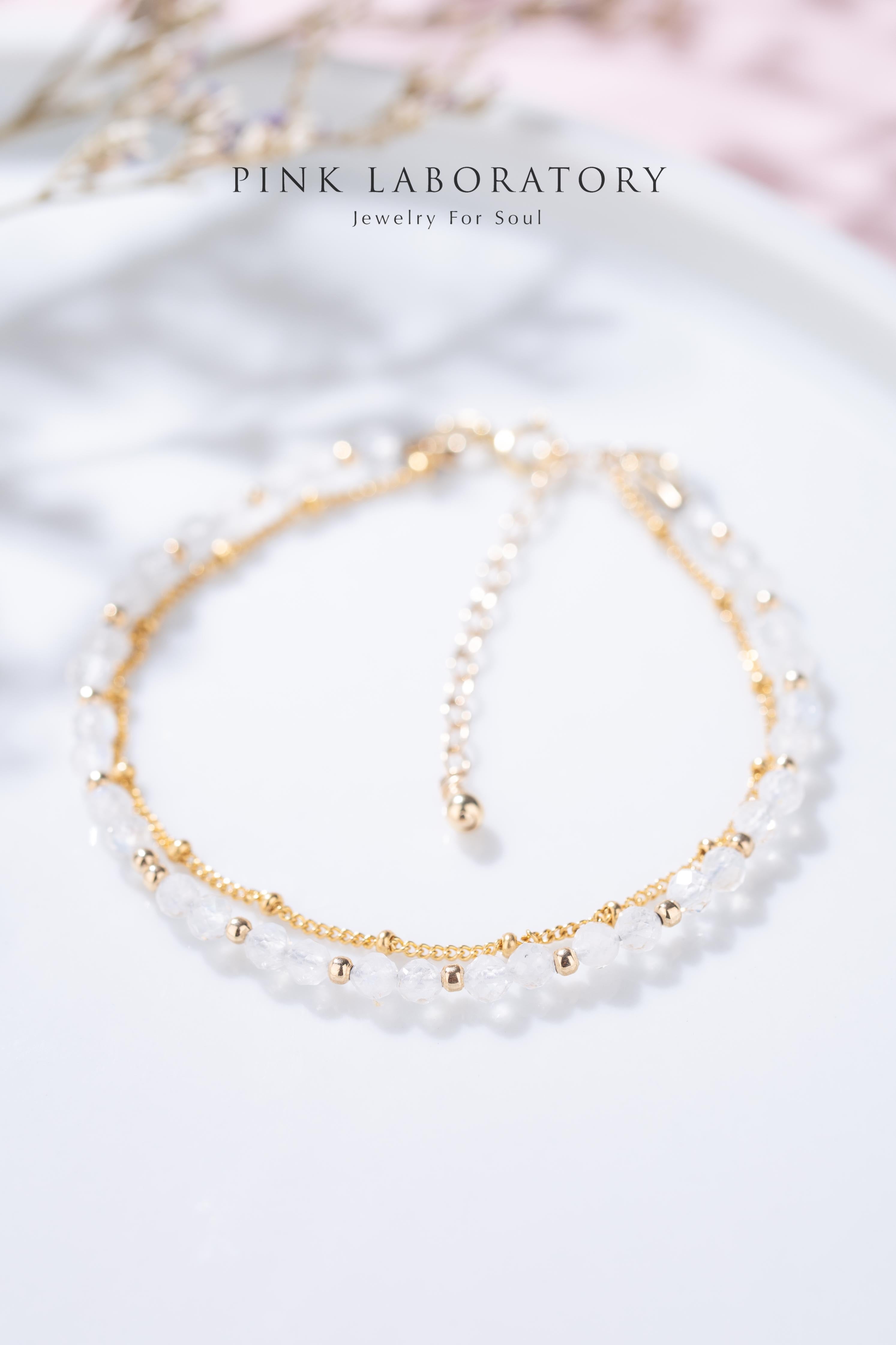 月亮石14K包金極細手鍊|字母客製