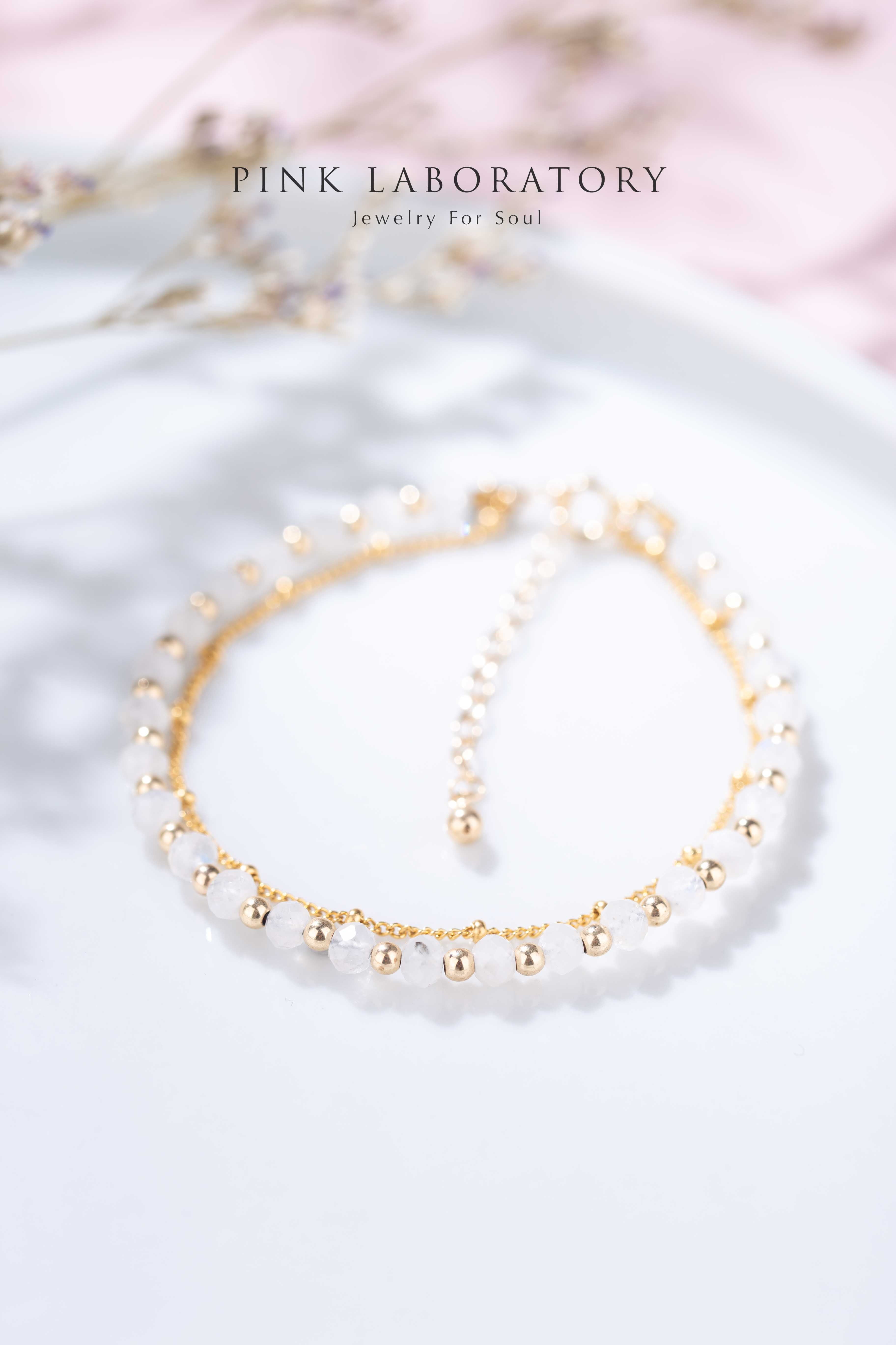 月亮石14K包金極細手鍊|字母客製