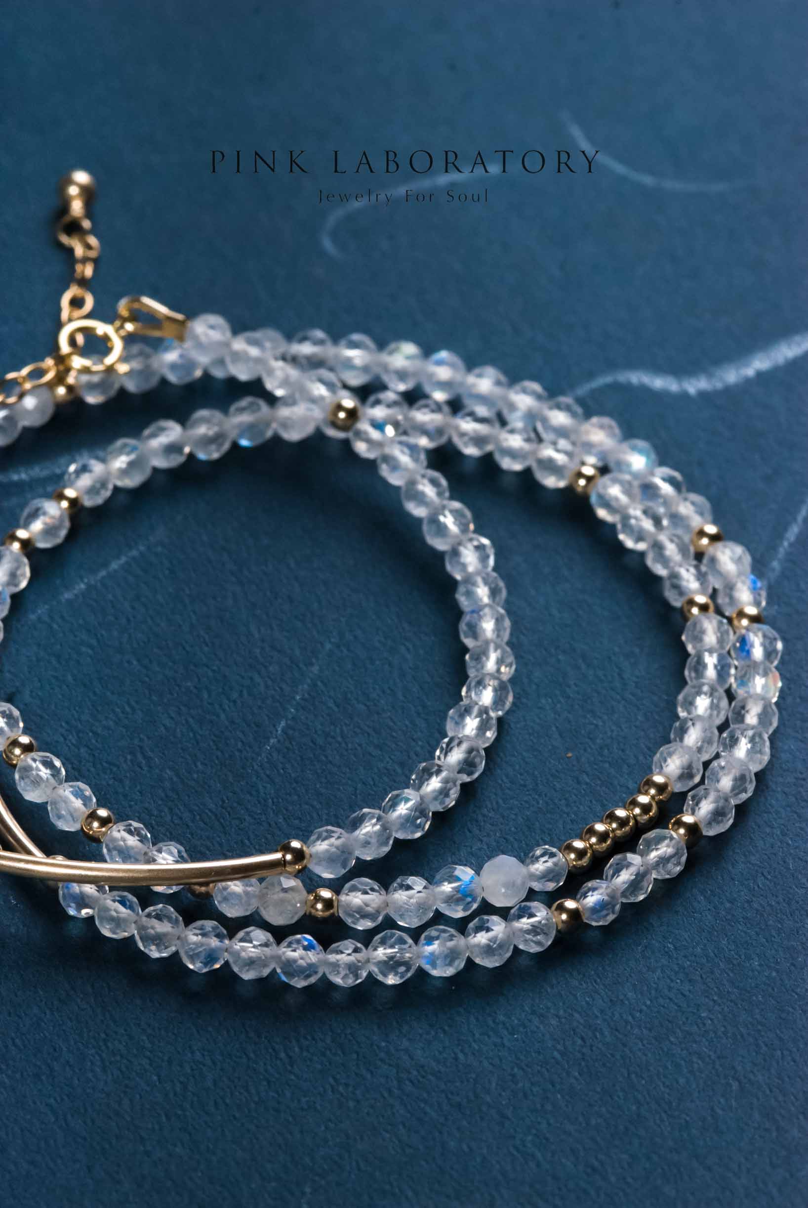 月光石極細手鍊 | 三圈 | 3mm | 14K包金